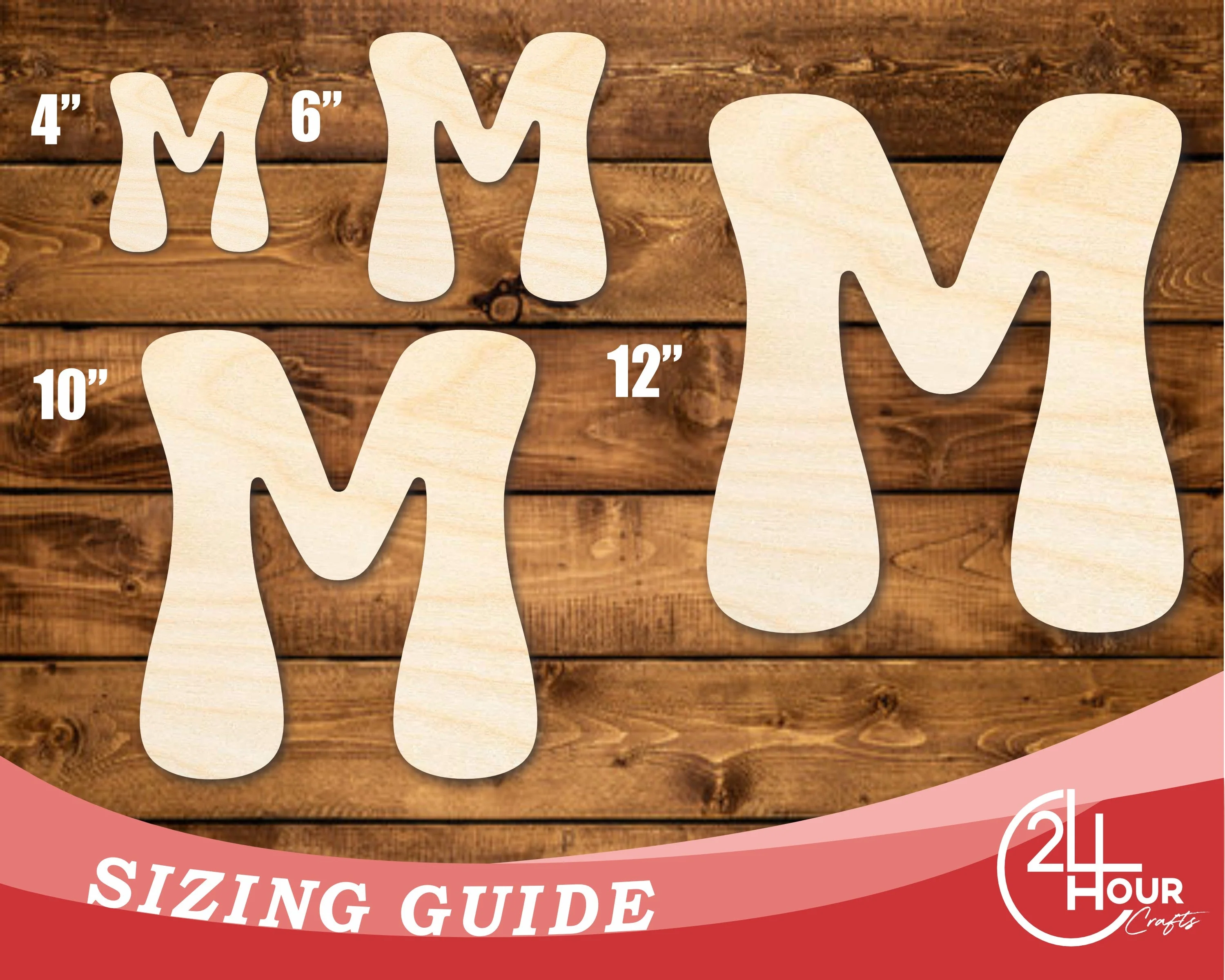 Unfinished Wood Groovy M Font Shape | DIY Craft Cutout | up to 46" DIY - Image 3
