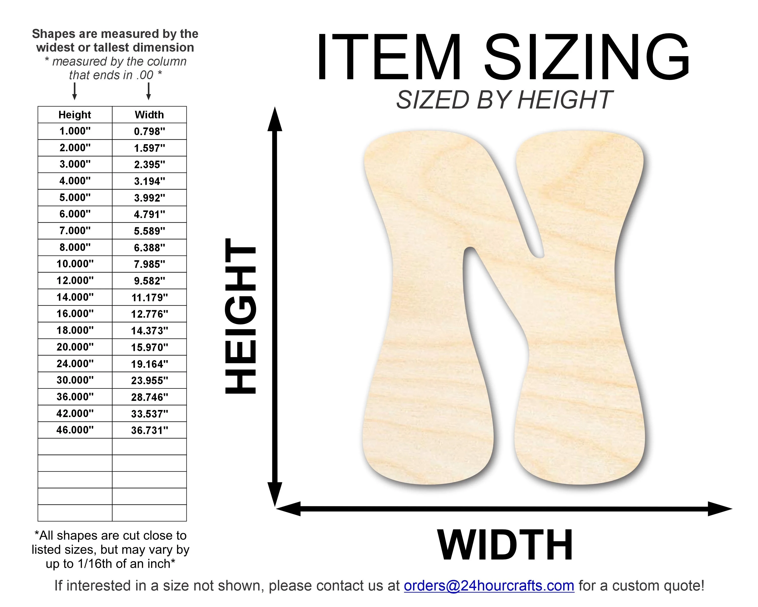 Unfinished Wood Groovy N Font Shape | DIY Craft Cutout | up to 46" DIY - Image 2