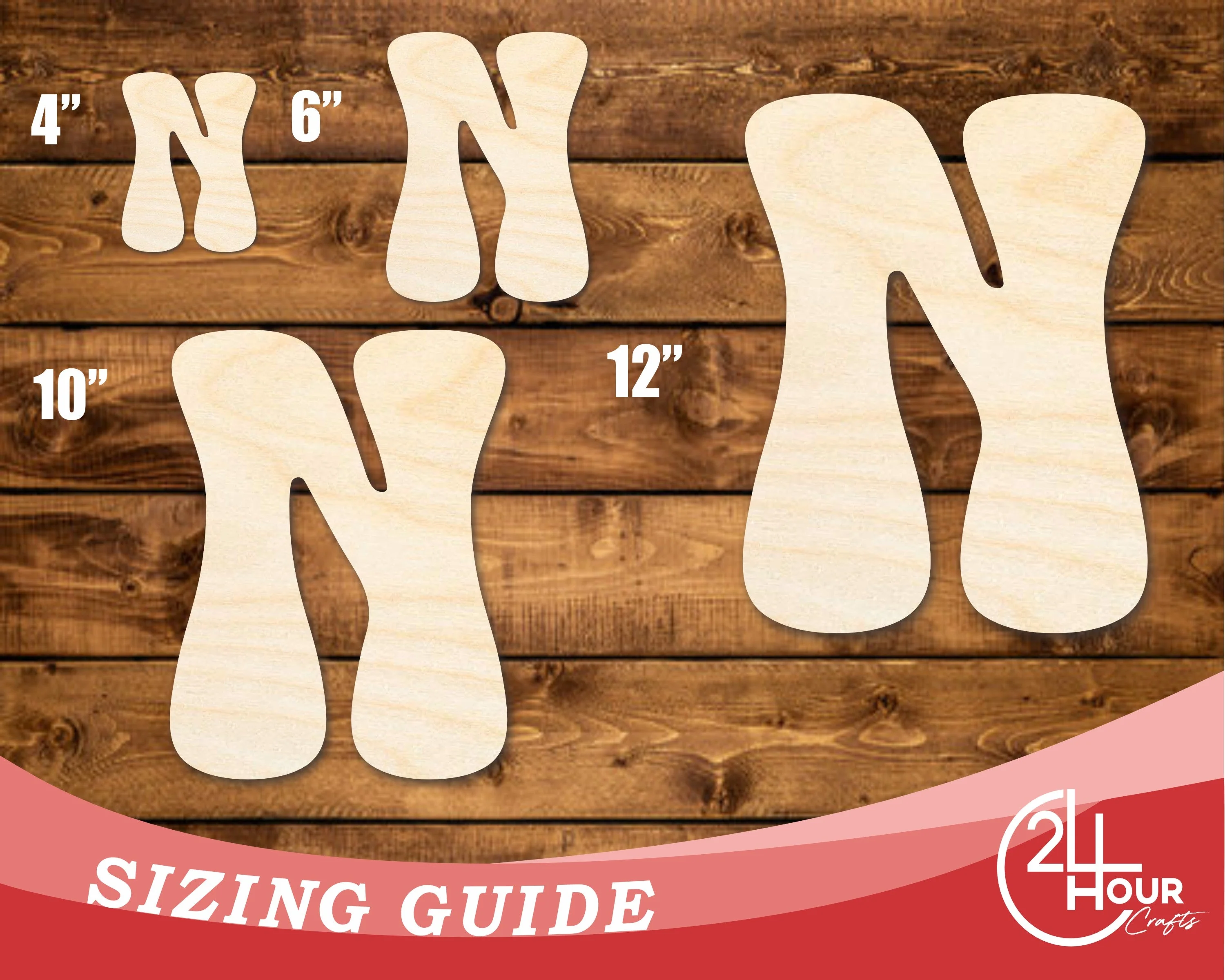 Unfinished Wood Groovy N Font Shape | DIY Craft Cutout | up to 46" DIY - Image 3