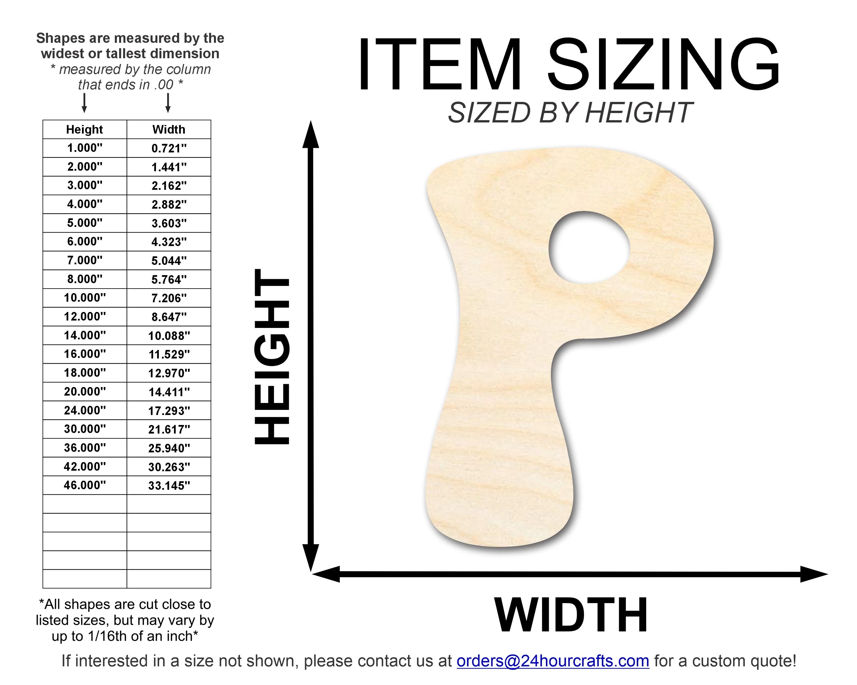 Unfinished Wood Groovy P Font Shape | DIY Craft Cutout | up to 46" DIY - Image 2