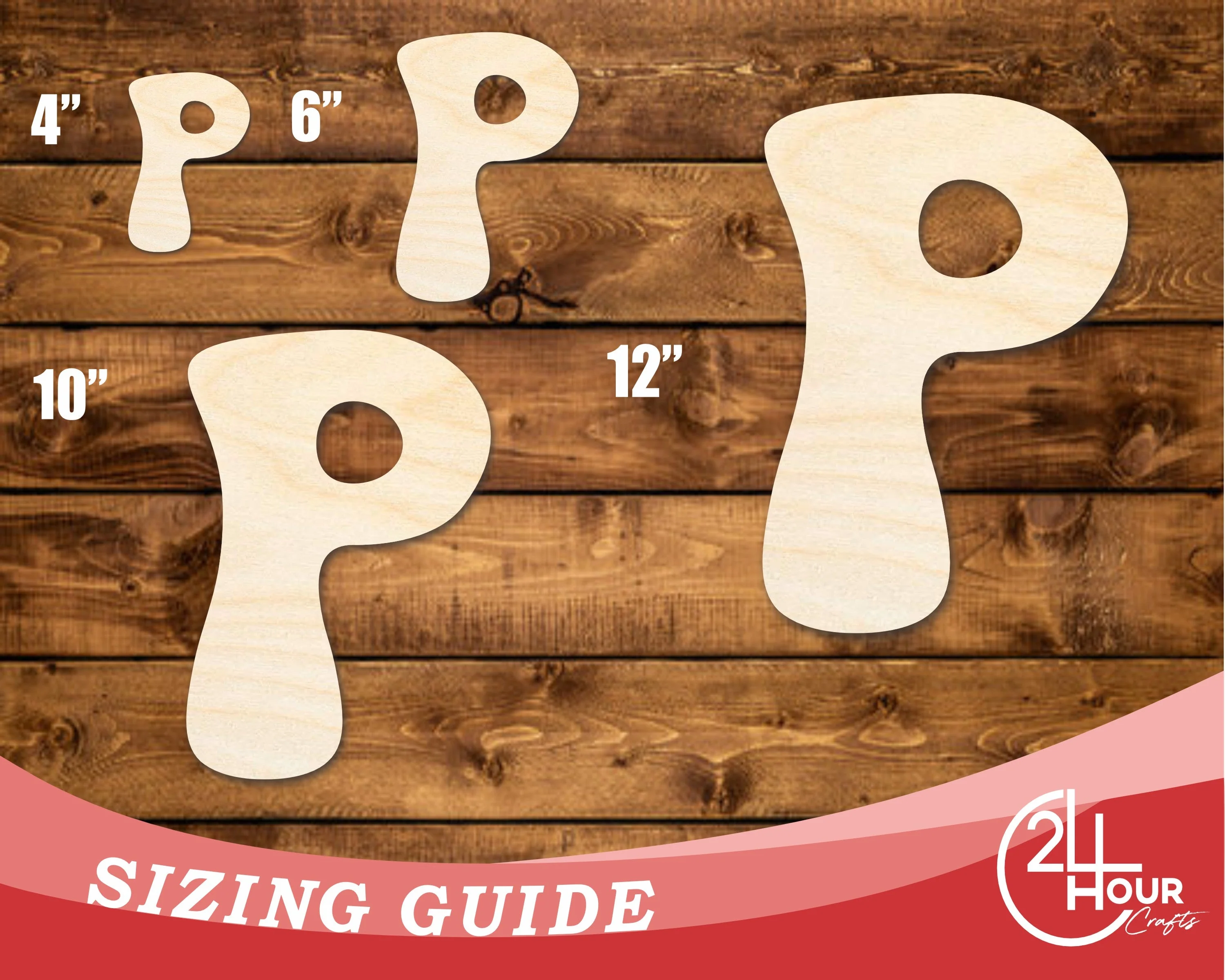 Unfinished Wood Groovy P Font Shape | DIY Craft Cutout | up to 46" DIY - Image 3