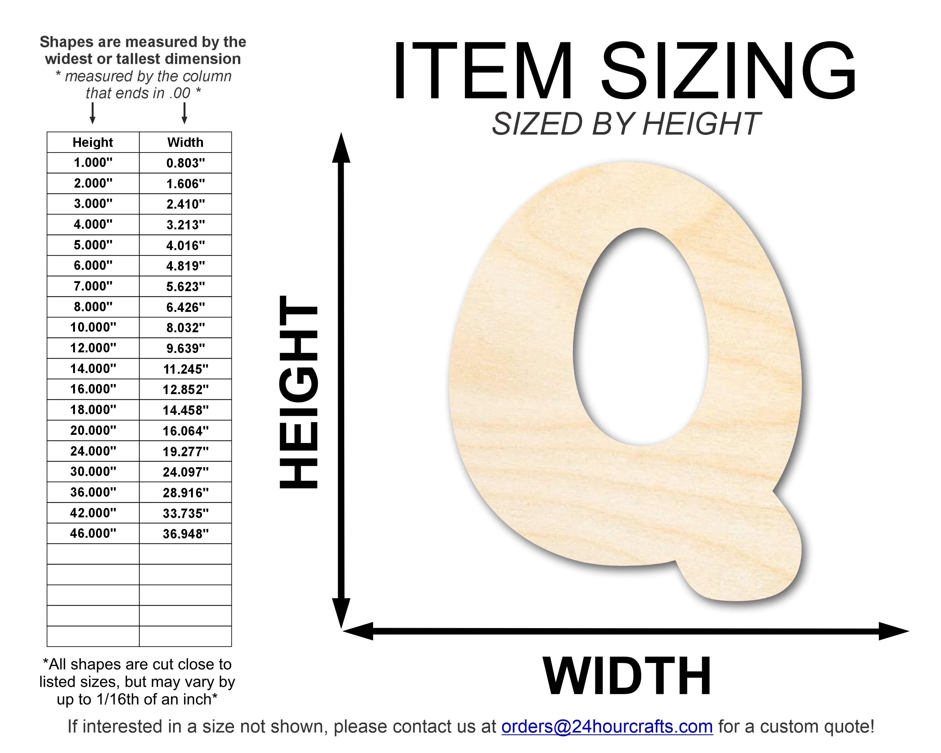 Unfinished Wood Groovy Q Font Shape | DIY Craft Cutout | up to 46" DIY - Image 2