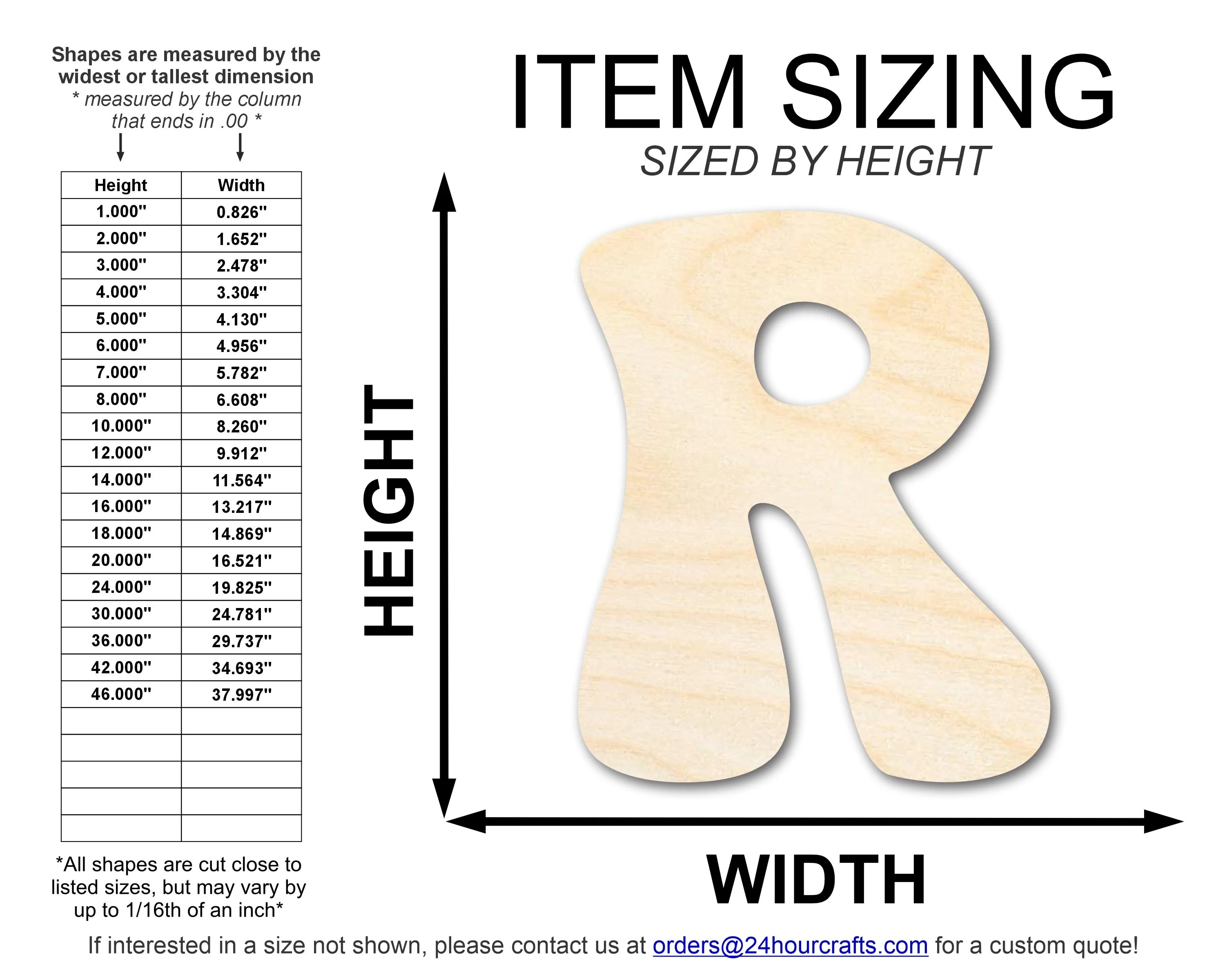 Unfinished Wood Groovy R Font Shape | DIY Craft Cutout | up to 46" DIY - Image 2