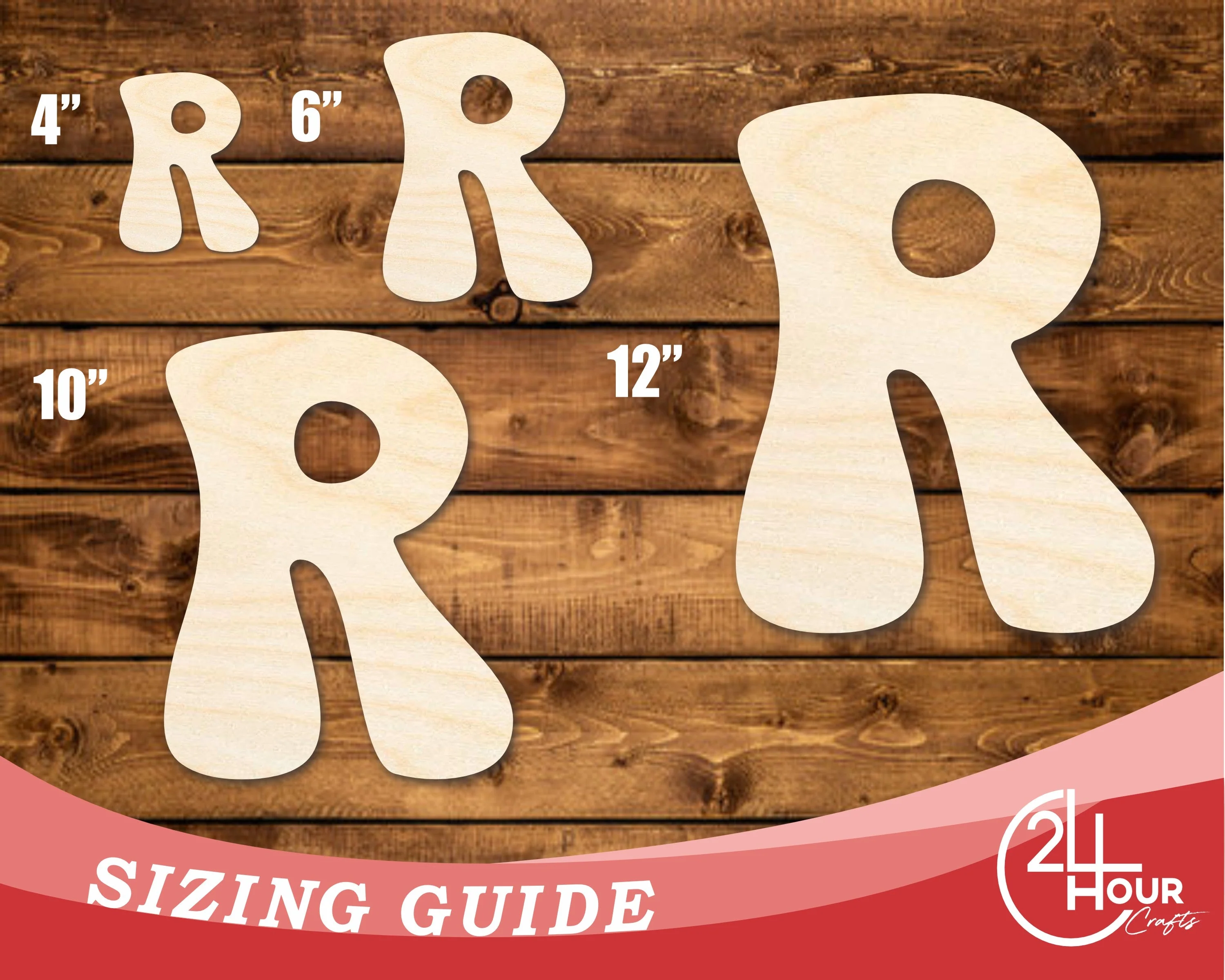 Unfinished Wood Groovy R Font Shape | DIY Craft Cutout | up to 46" DIY - Image 3