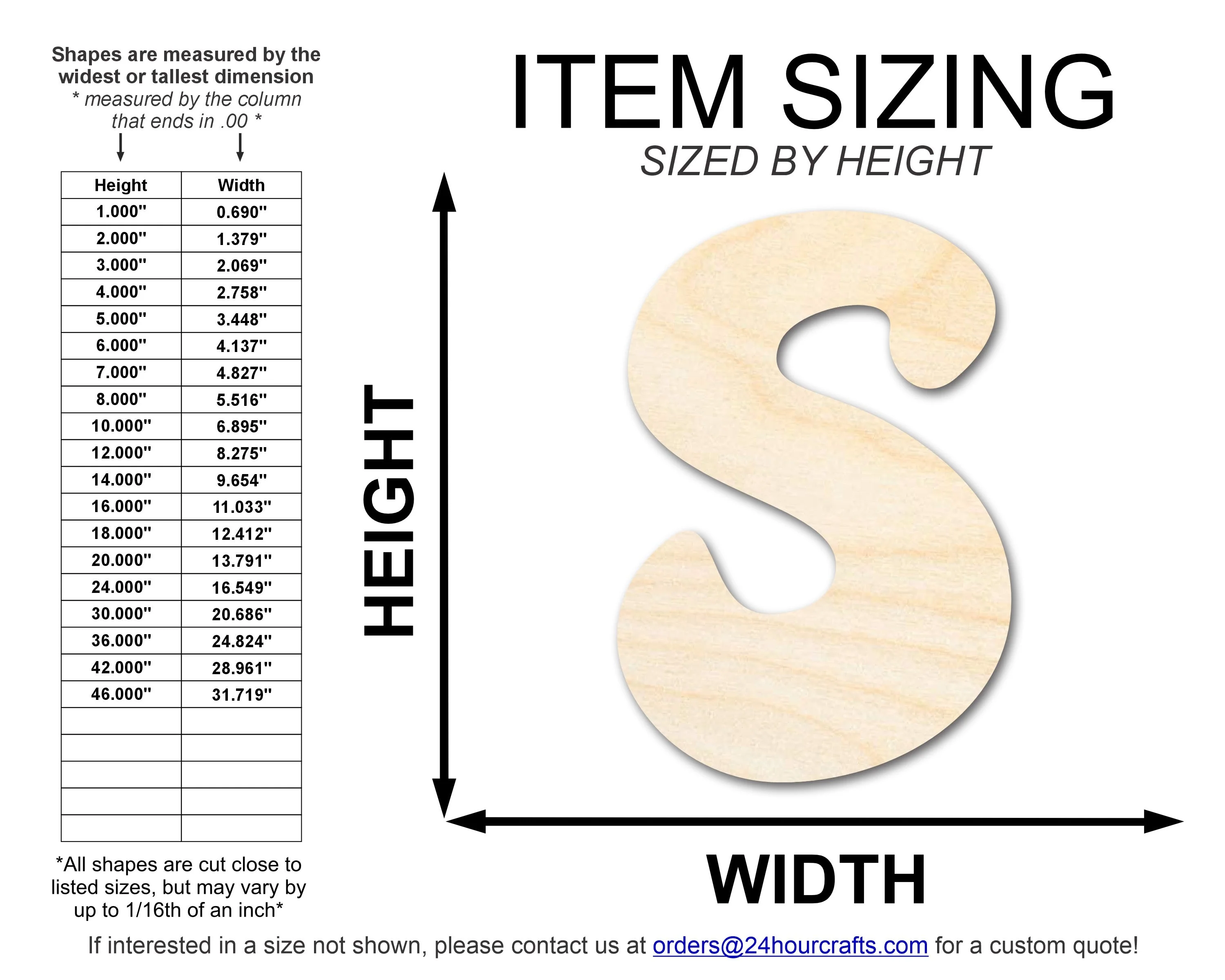 Unfinished Wood Groovy S Font Shape | DIY Craft Cutout | up to 46" DIY - Image 2