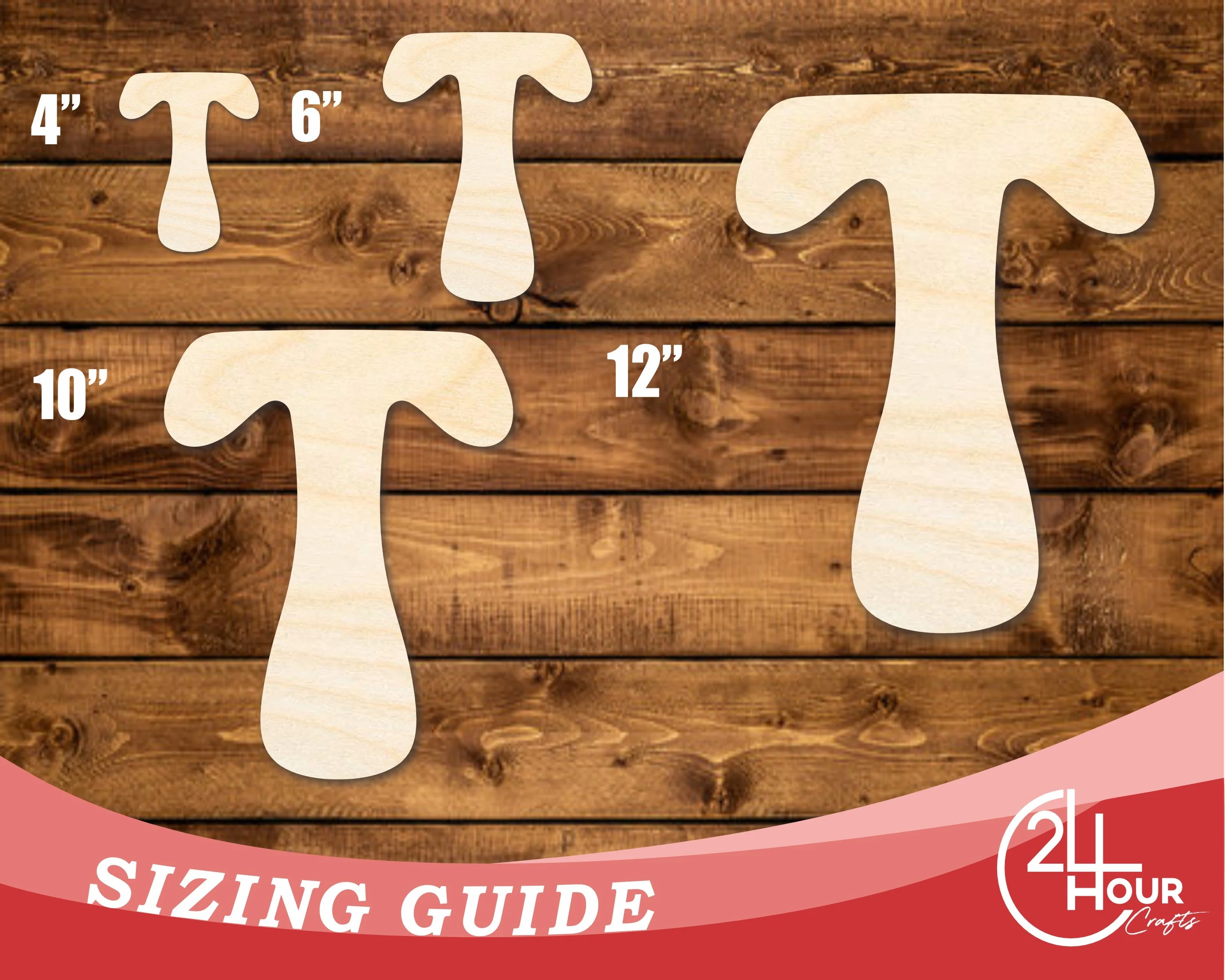 Unfinished Wood Groovy T Font Shape | DIY Craft Cutout | up to 46" DIY - Image 3