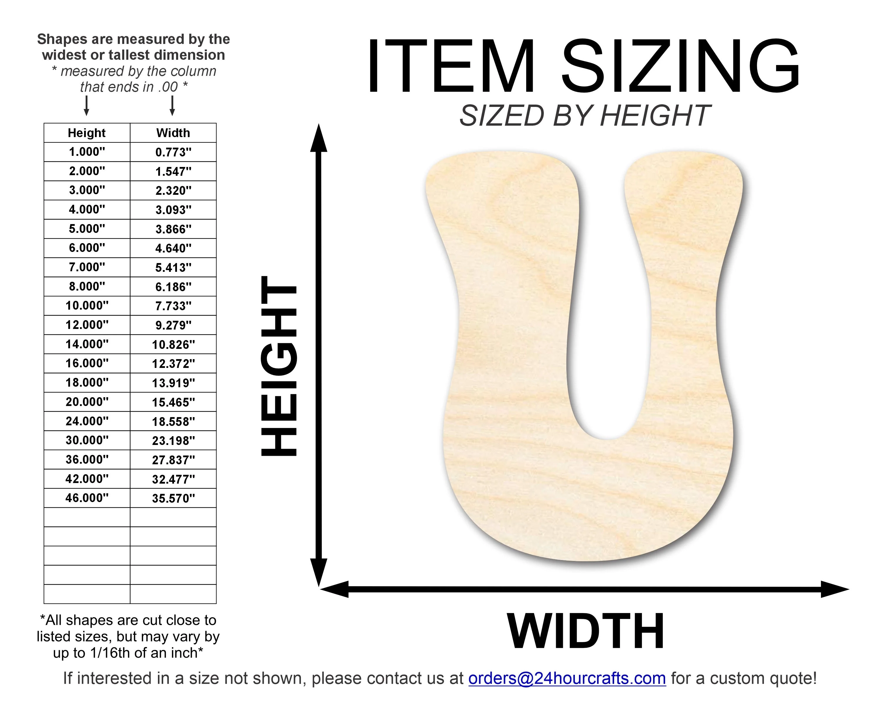 Unfinished Wood Groovy U Font Shape | DIY Craft Cutout | up to 46" DIY - Image 2