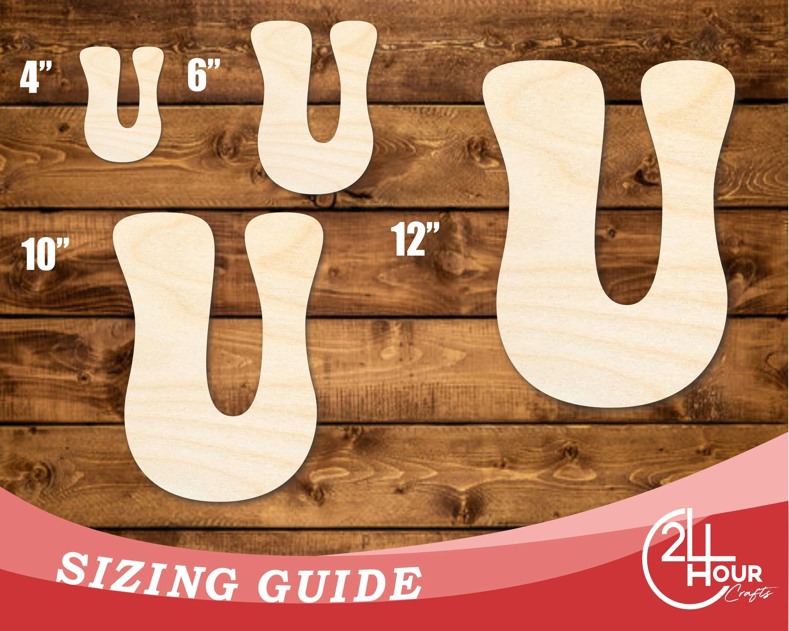 Unfinished Wood Groovy U Font Shape | DIY Craft Cutout | up to 46" DIY - Image 3