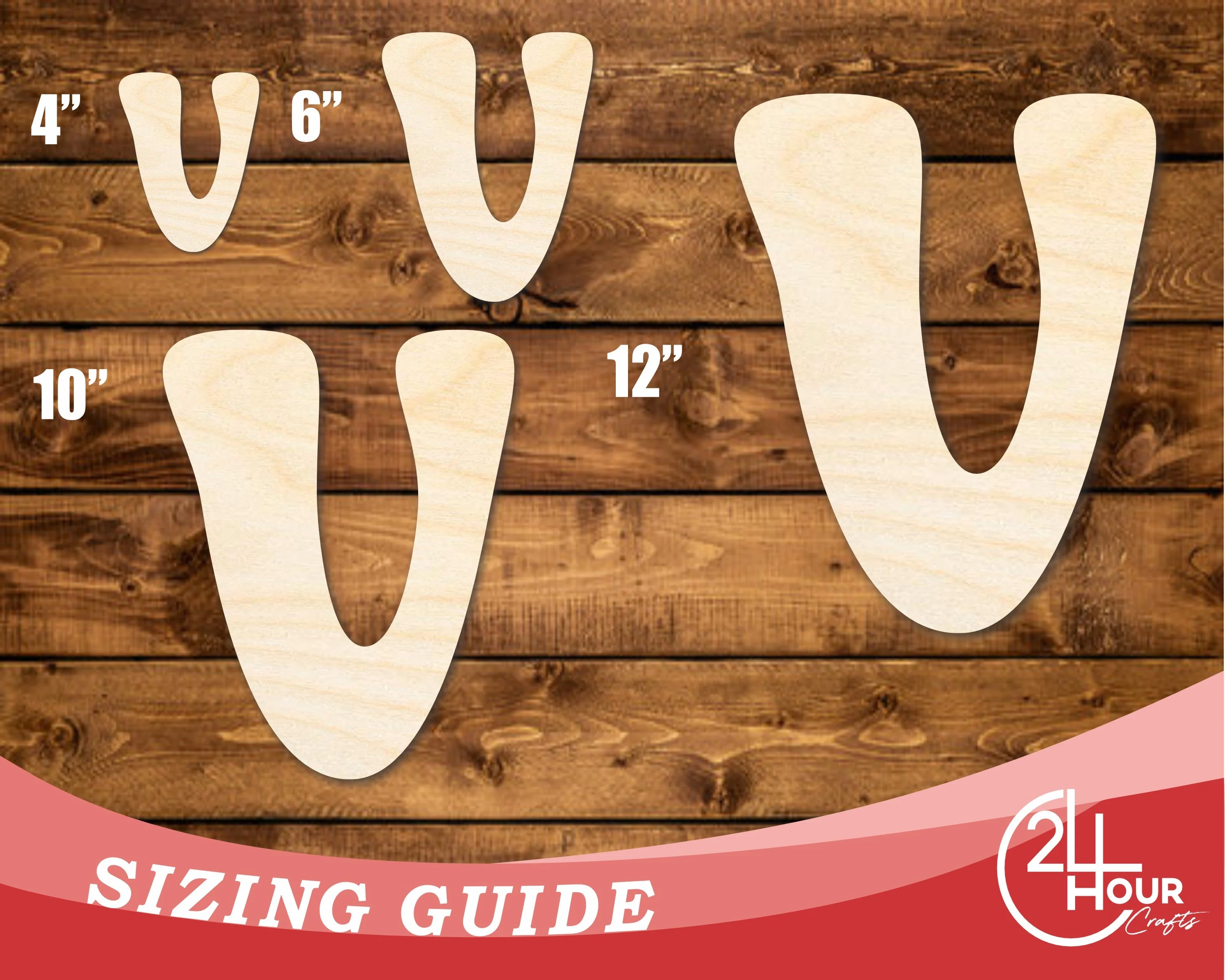 Unfinished Wood Groovy V Font Shape | DIY Craft Cutout | up to 46" DIY - Image 3