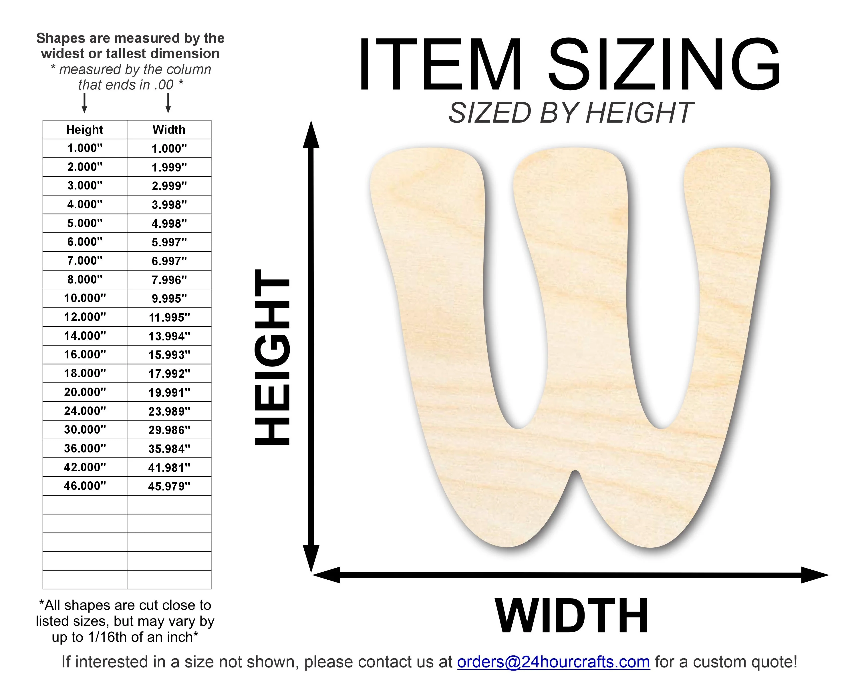 Unfinished Wood Groovy W Font Shape | DIY Craft Cutout | up to 46" DIY - Image 2