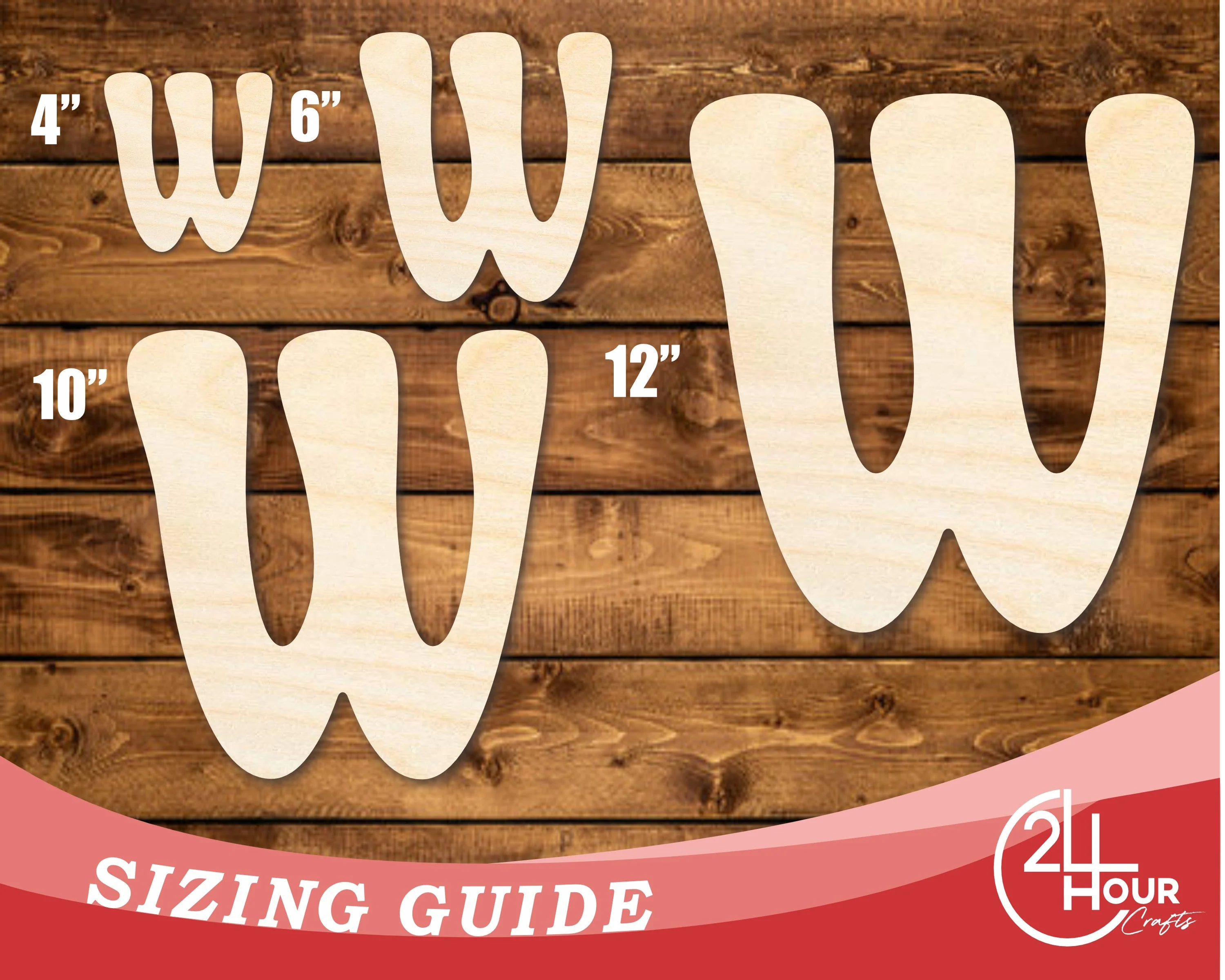 Unfinished Wood Groovy W Font Shape | DIY Craft Cutout | up to 46" DIY - Image 3