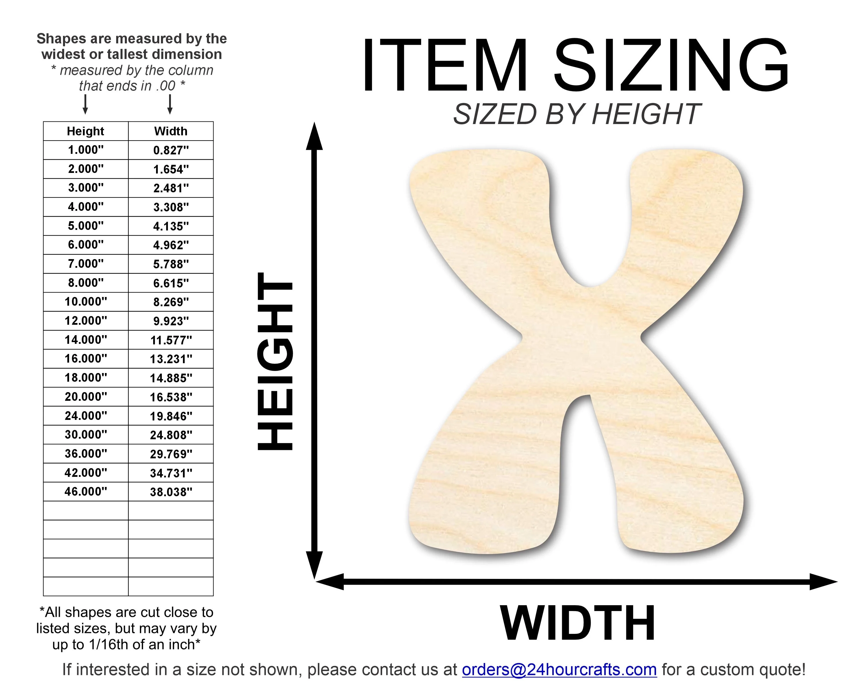 Unfinished Wood Groovy X Font Shape | DIY Craft Cutout | up to 46" DIY - Image 2