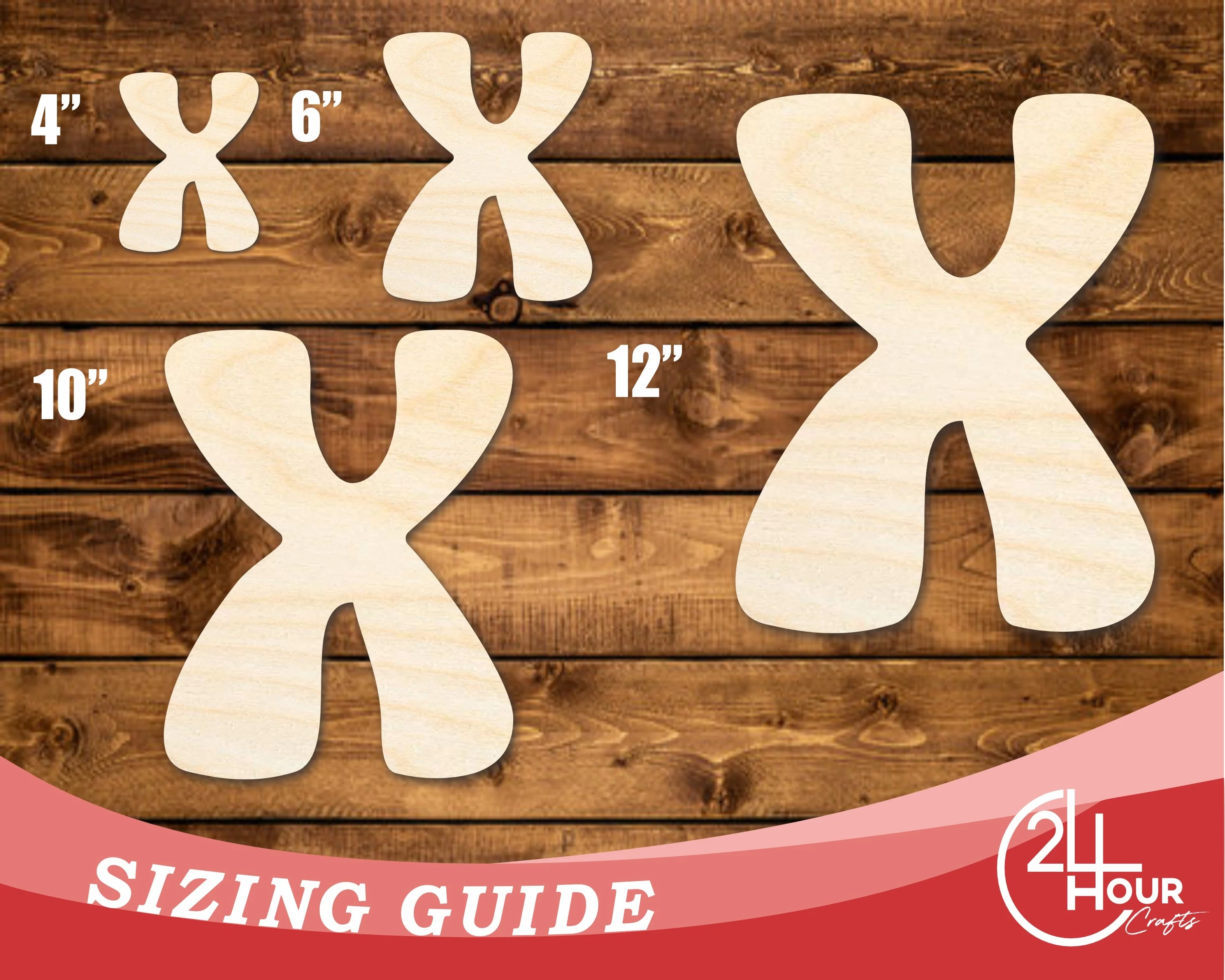 Unfinished Wood Groovy X Font Shape | DIY Craft Cutout | up to 46" DIY - Image 3