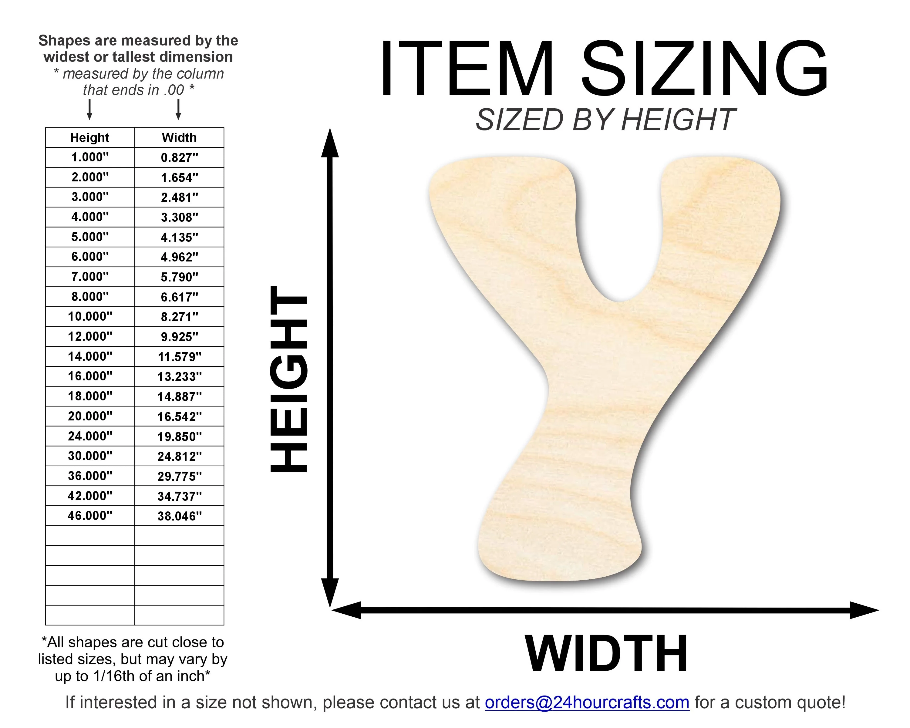 Unfinished Wood Groovy Y Font Shape | DIY Craft Cutout | up to 46" DIY - Image 2