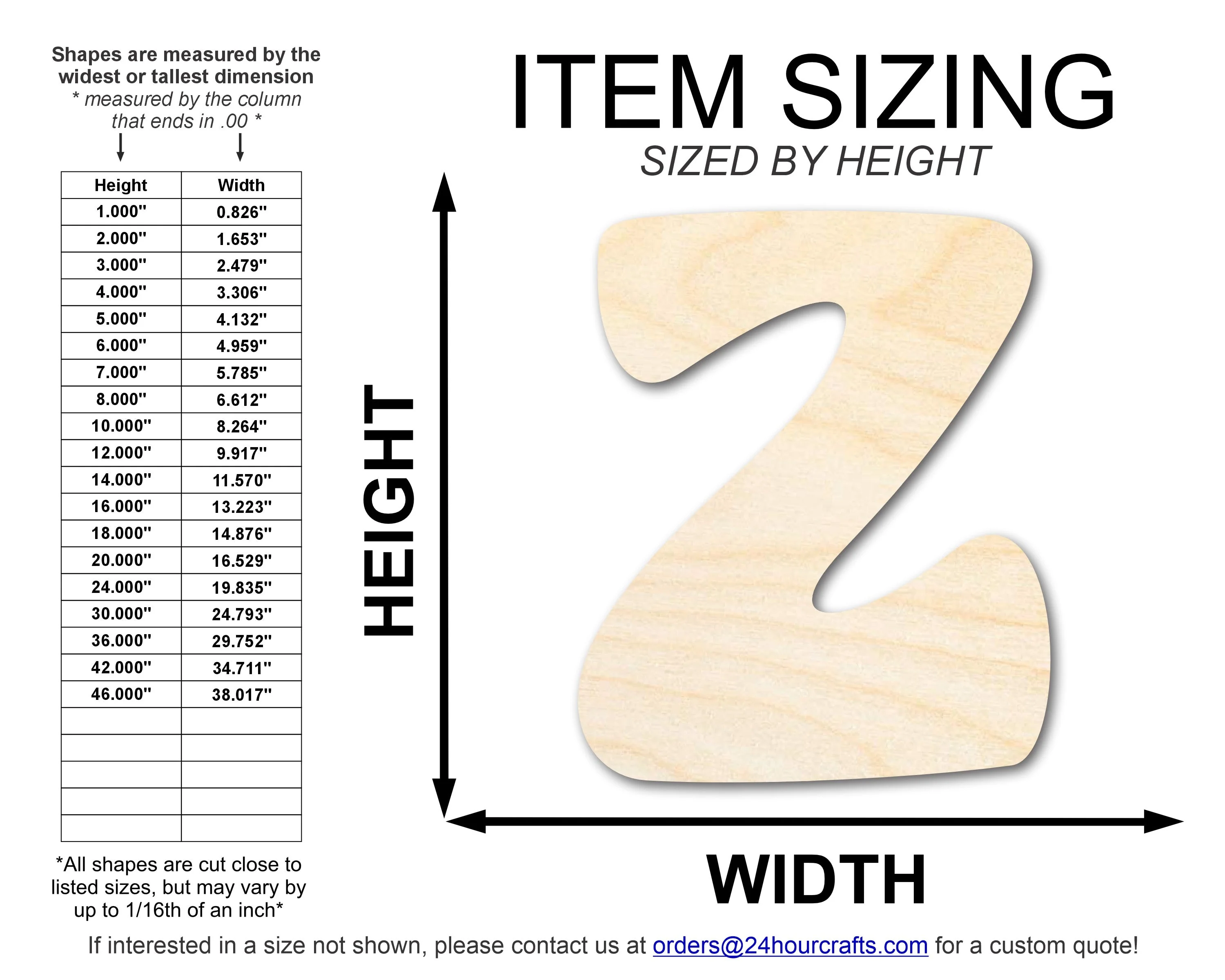 Unfinished Wood Groovy Z Font Shape | DIY Craft Cutout | up to 46" DIY - Image 2