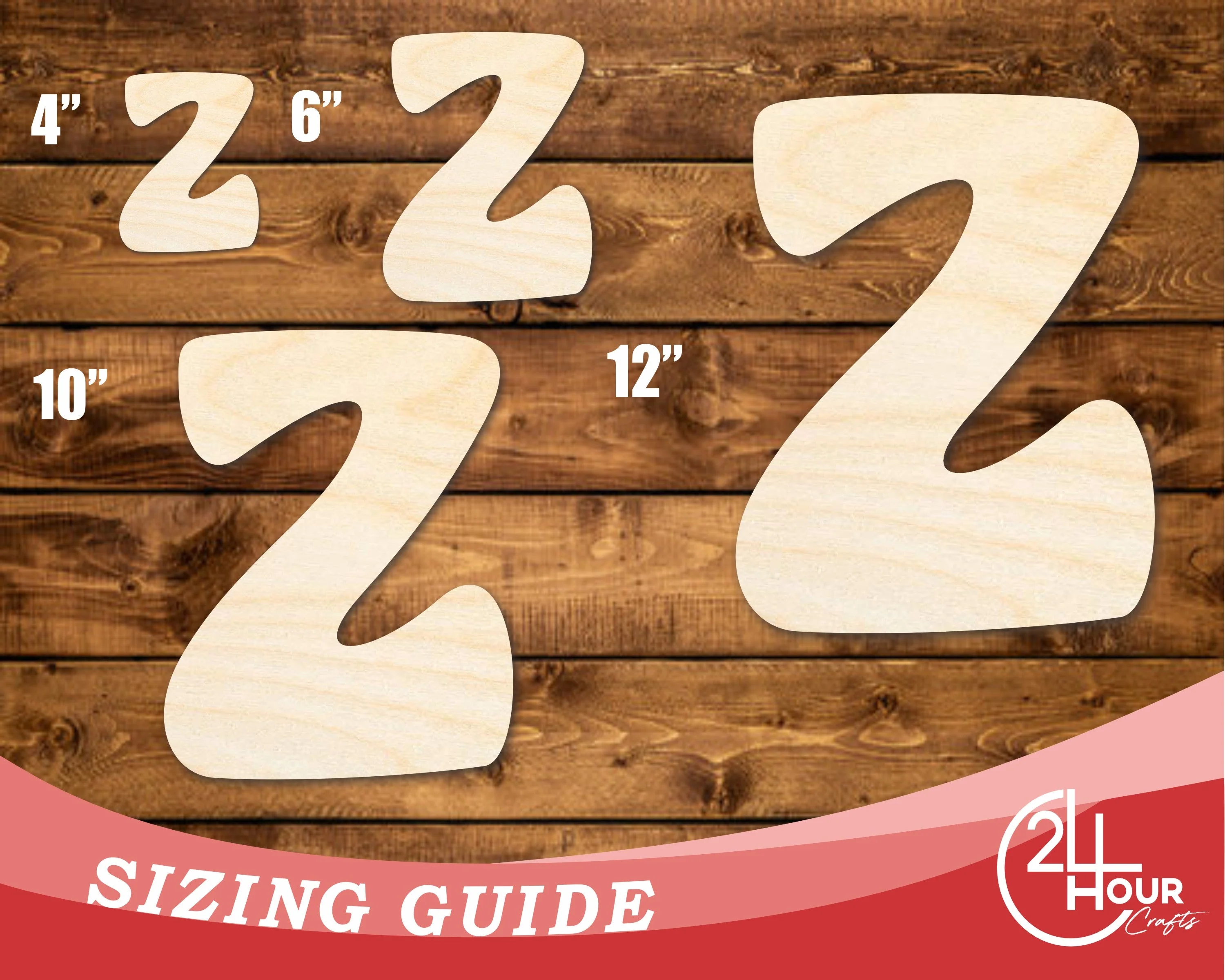 Unfinished Wood Groovy Z Font Shape | DIY Craft Cutout | up to 46" DIY - Image 3