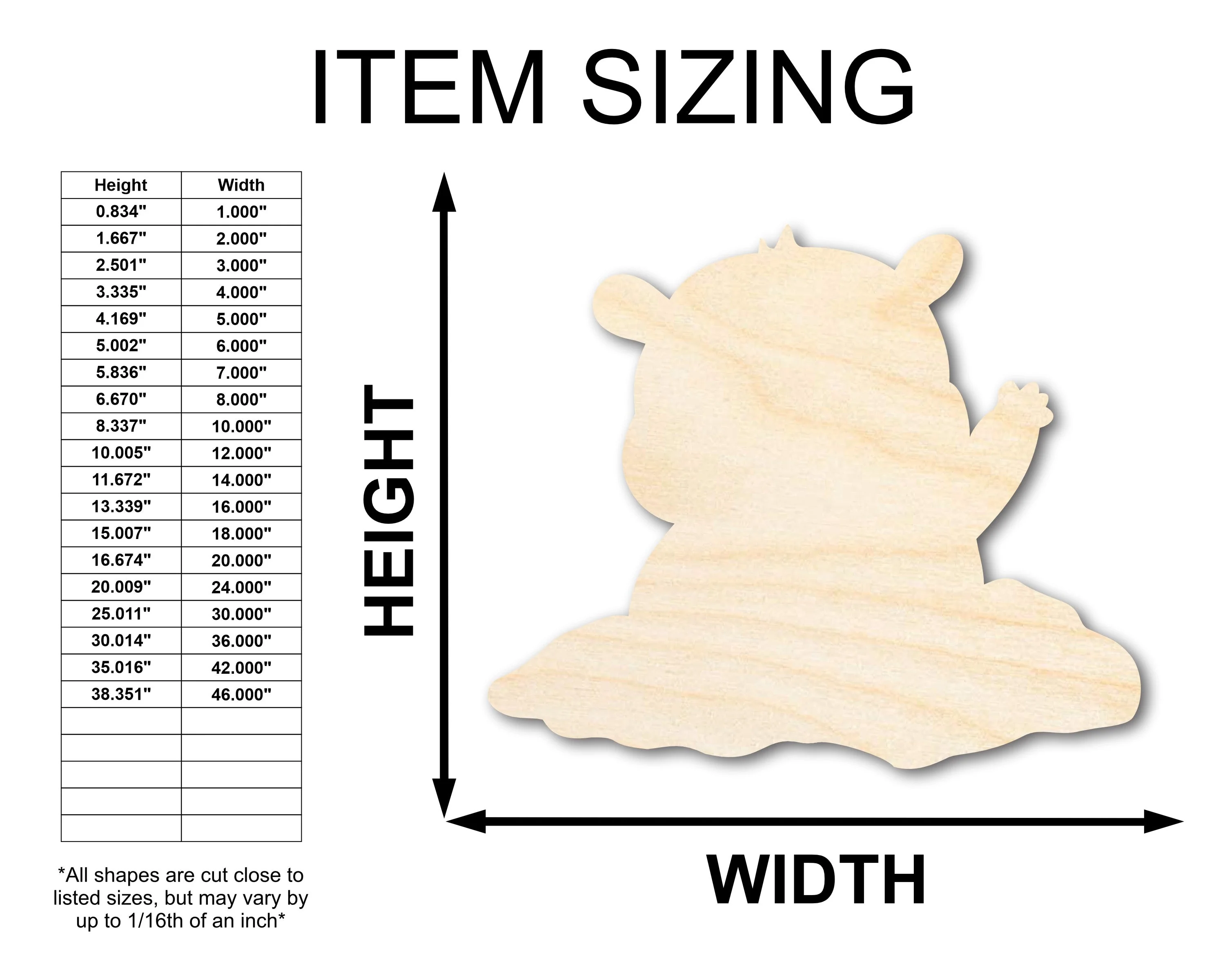 Unfinished Wood Groundhog Day Shape - Craft - up to 46" DIY - Image 2