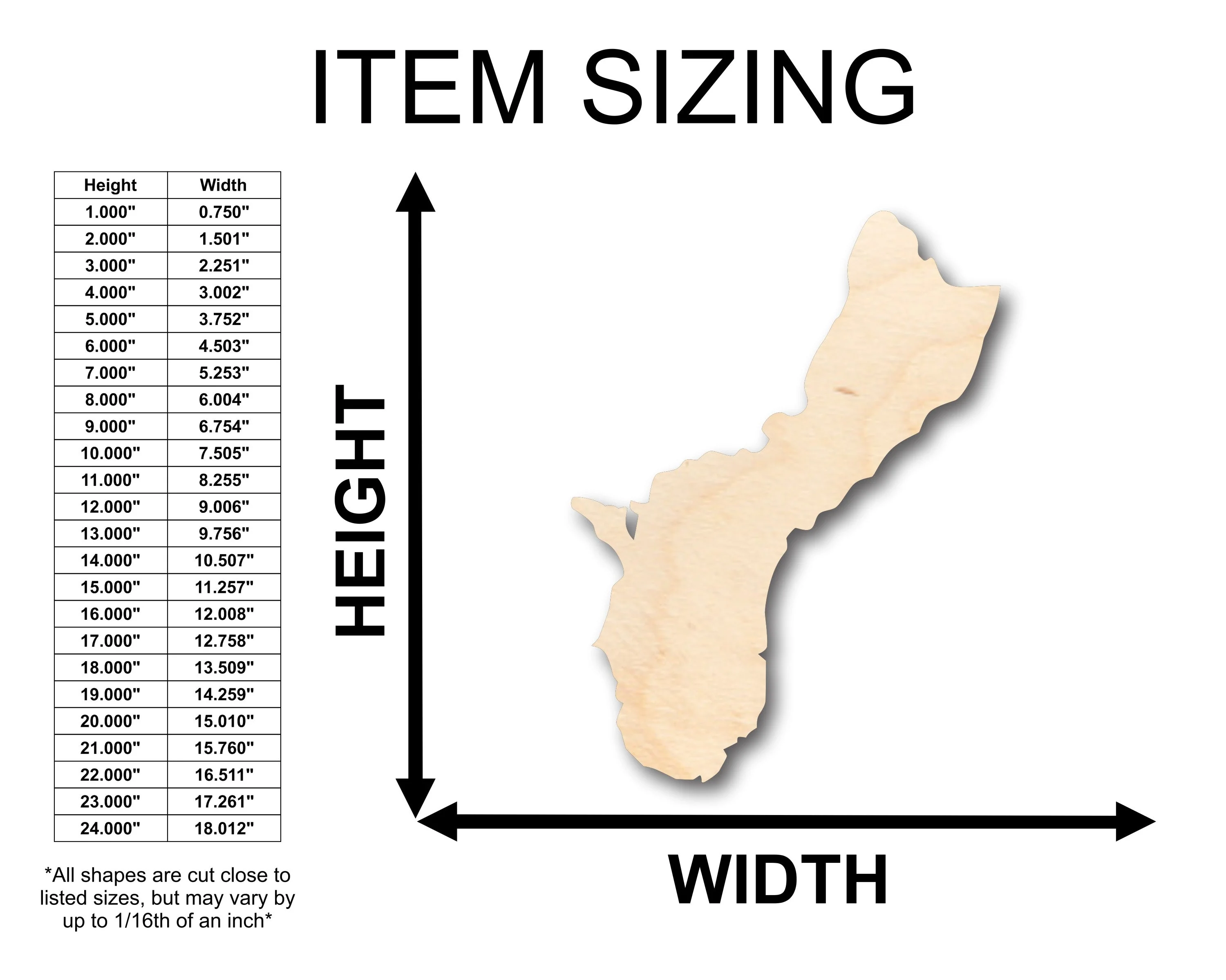 Unfinished Wood Guam Island Territory Shape - Craft - up to 46" DIY - Image 2