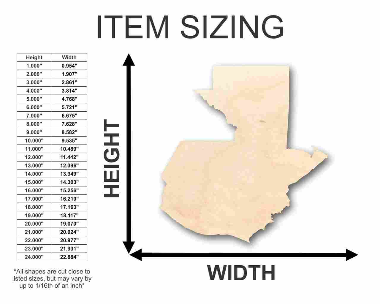 Unfinished Wood Guatemala Shape - Country - Craft - up to 46" DIY - Image 2