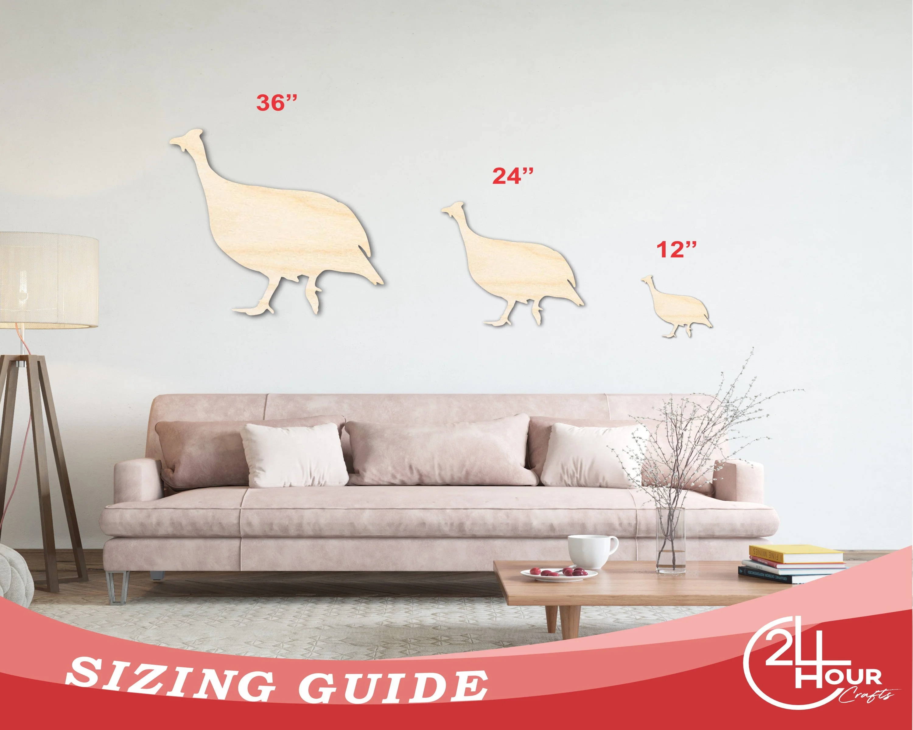 Unfinished Wood Guinea Fowl Shape - Craft - up to 46" DIY - Image 3