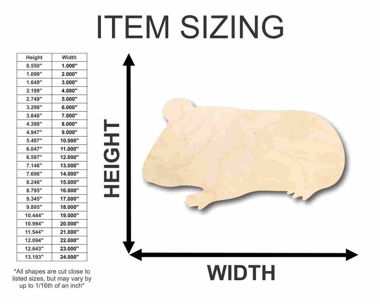 Unfinished Wood Guinea Pig Shape - Animal - Pet - Craft - up to 46" DIY - Image 2