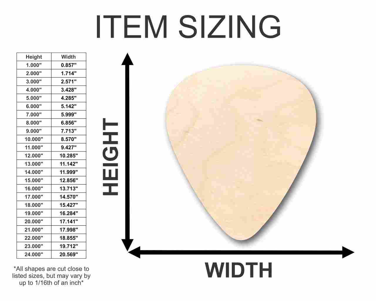 Unfinished Wood Guitar Pick Shape - Music - Craft - up to 46" DIY - Image 2