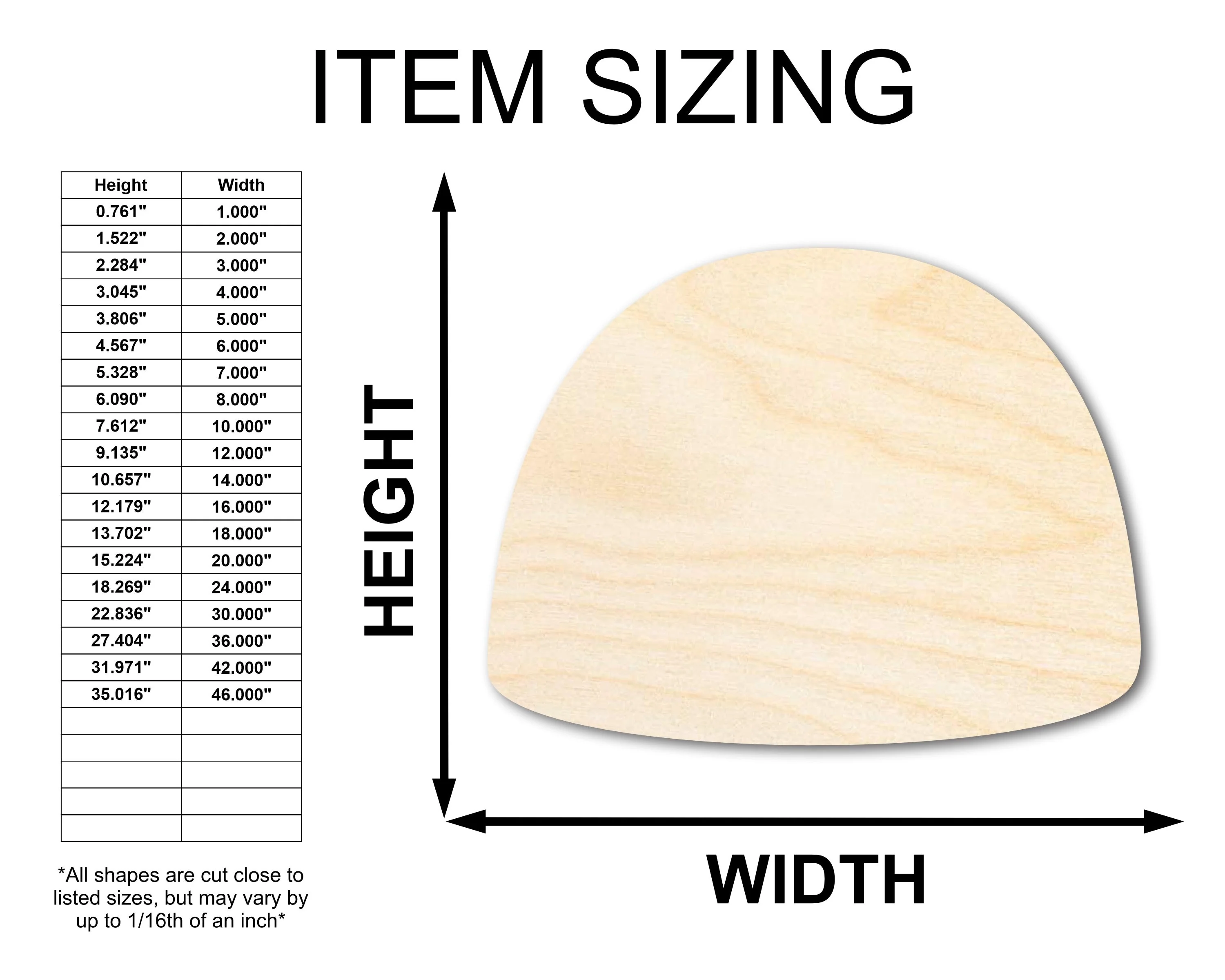 Unfinished Wood Gumdrop Shape - Craft - up to 46" - Image 2