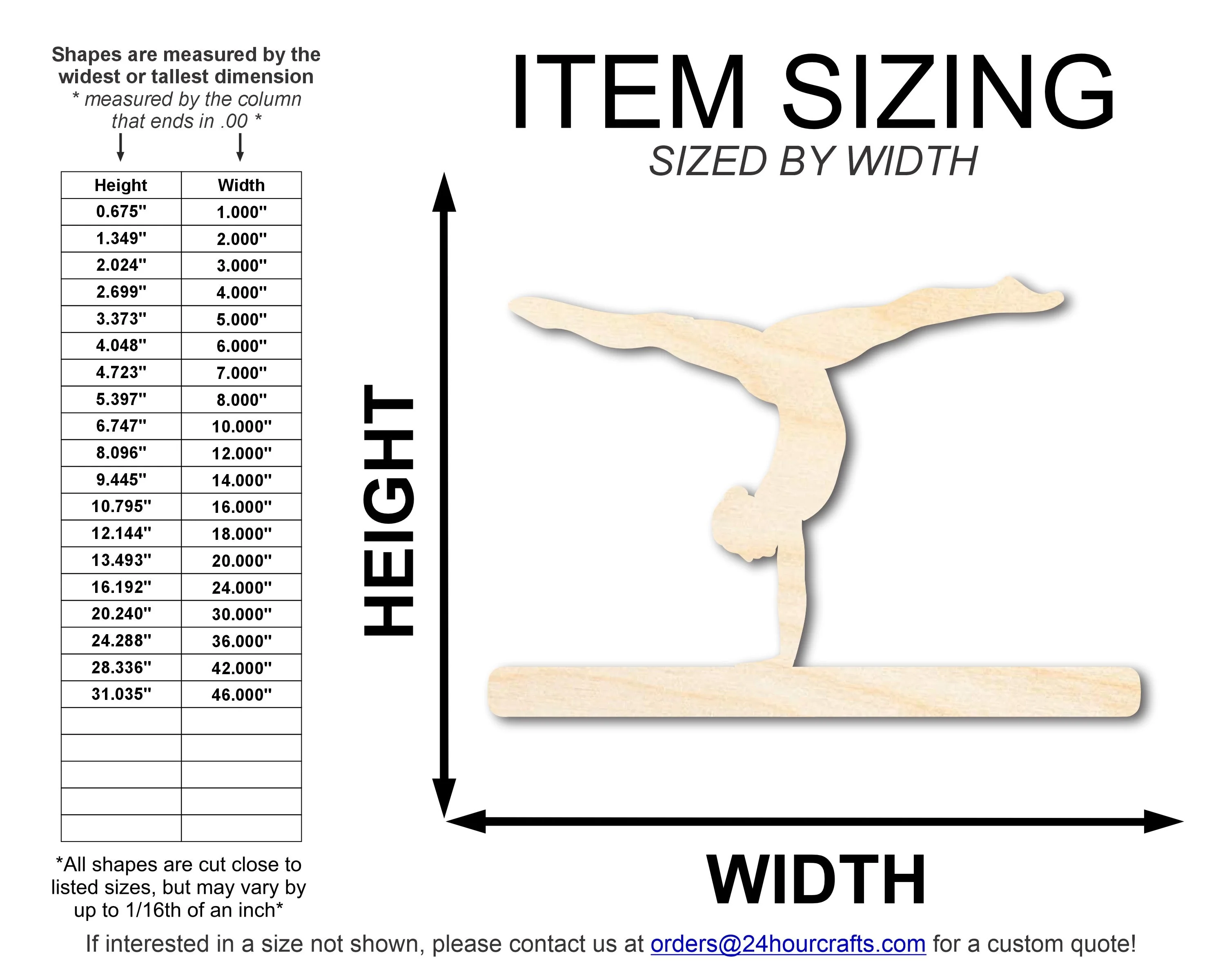 Unfinished Wood Gymnast Balance Beam Shape | DIY Craft Cutout | up to 46" DIY - Image 2