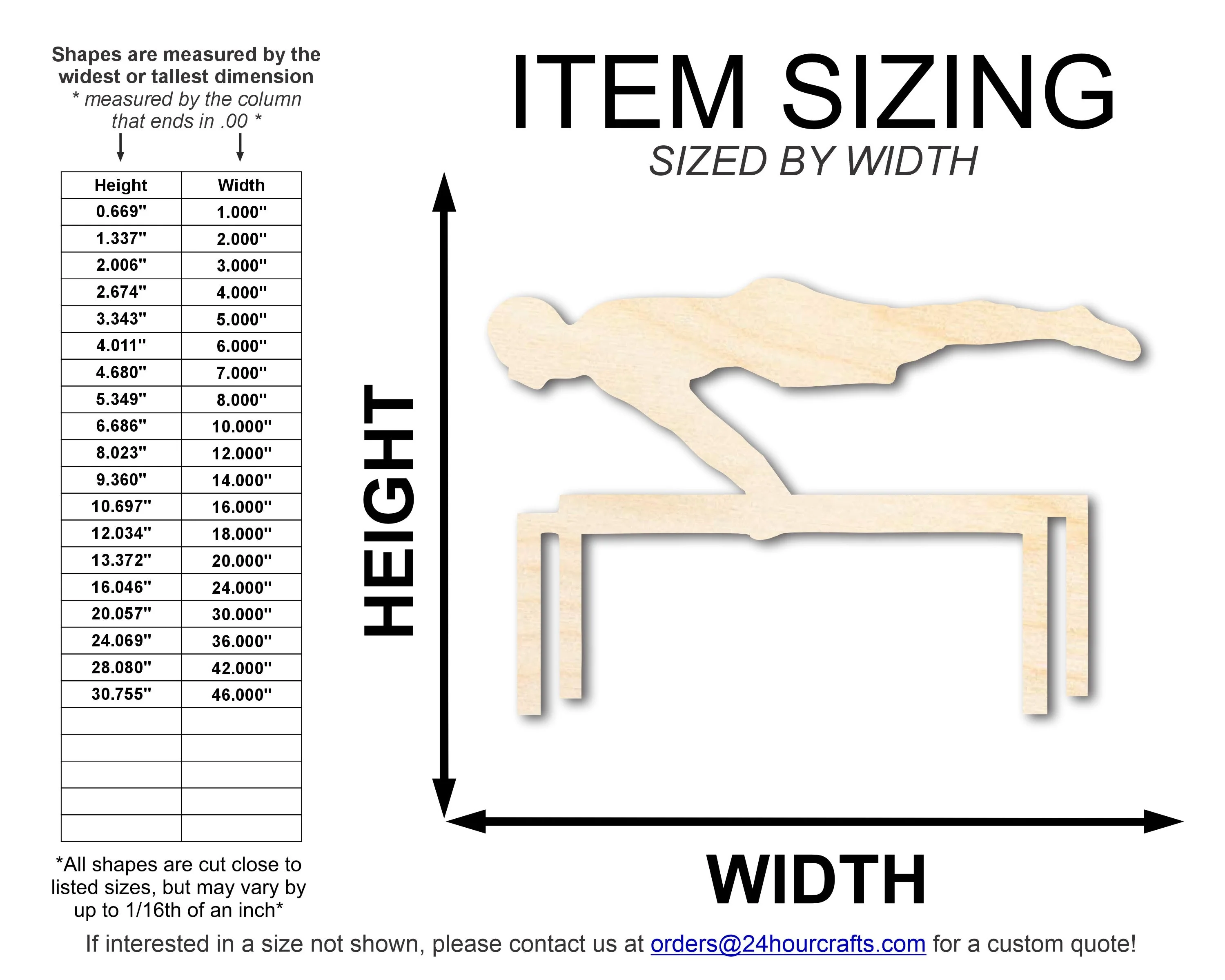 Unfinished Wood Gymnast Parallel Beam Shape | DIY Craft Cutout | up to 46" DIY - Image 2