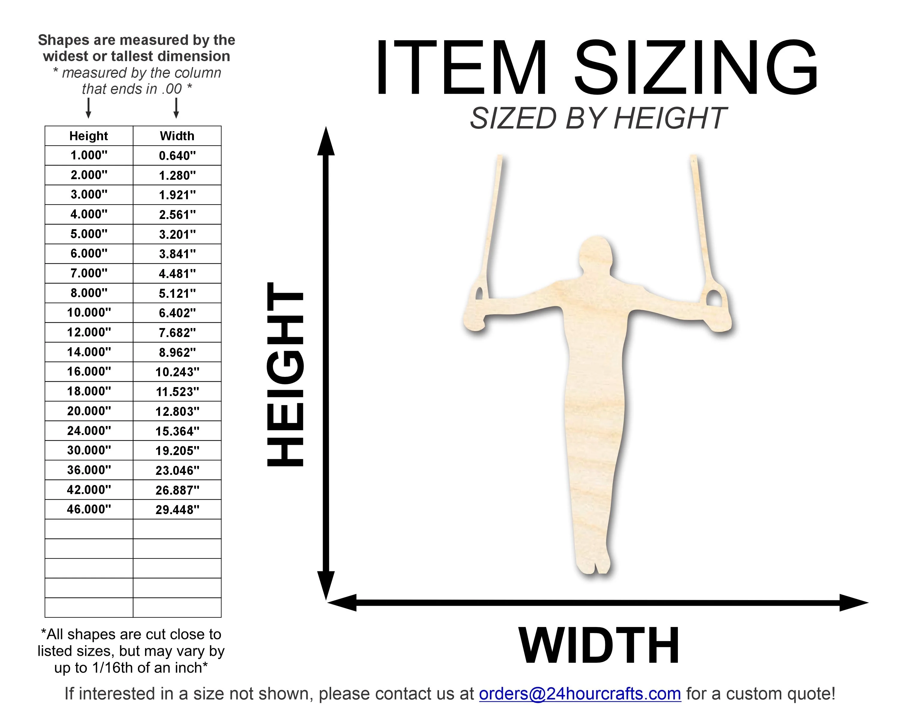 Unfinished Wood Gymnastics Iron Cross Shape | DIY Craft Cutout | up to 46" DIY - Image 2