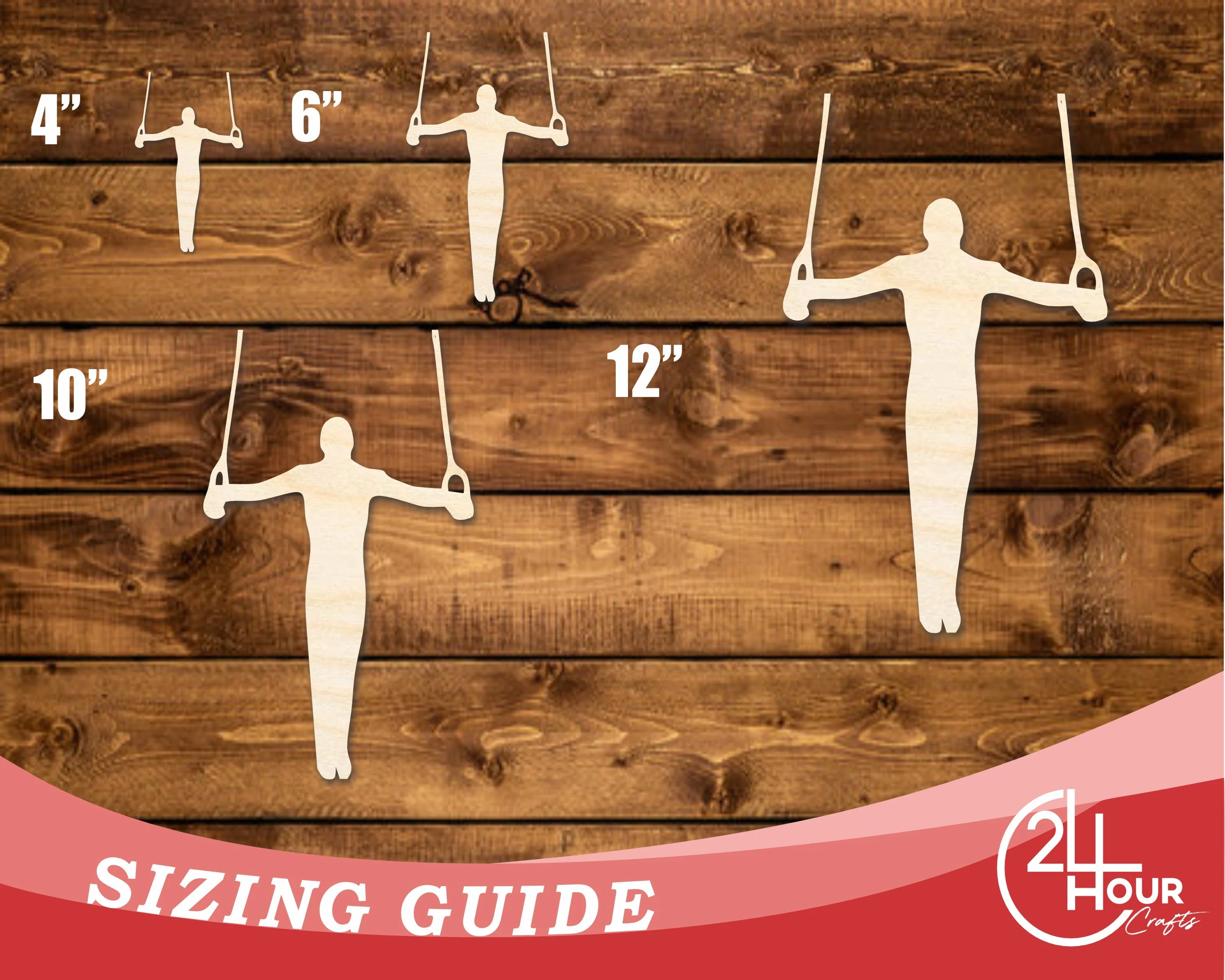 Unfinished Wood Gymnastics Iron Cross Shape | DIY Craft Cutout | up to 46" DIY - Image 3