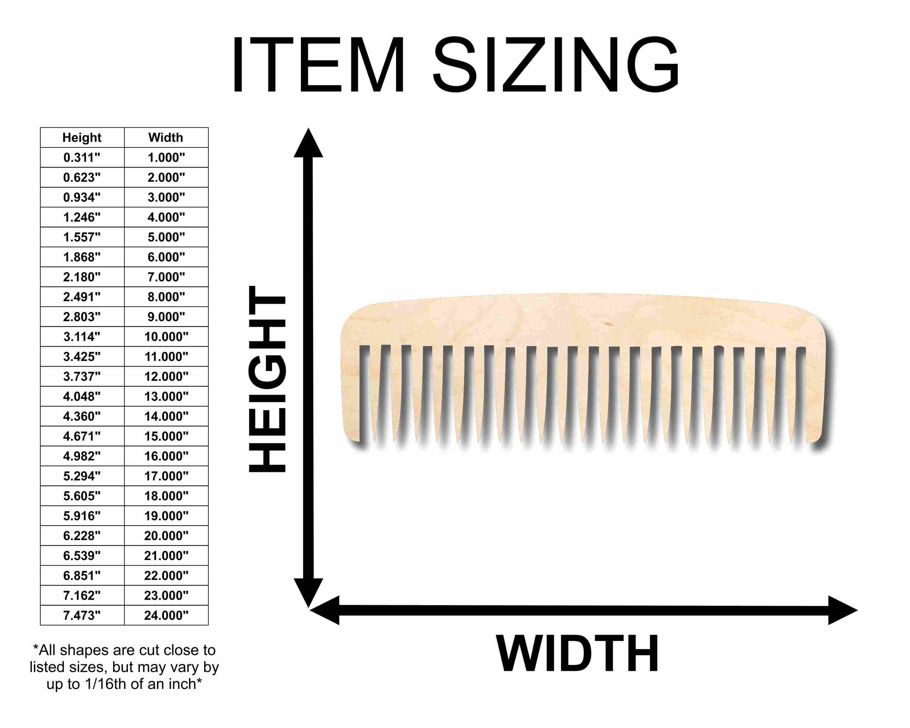 Unfinished Wood Hair Comb Silhouette - Craft- up to 46" DIY - Image 2