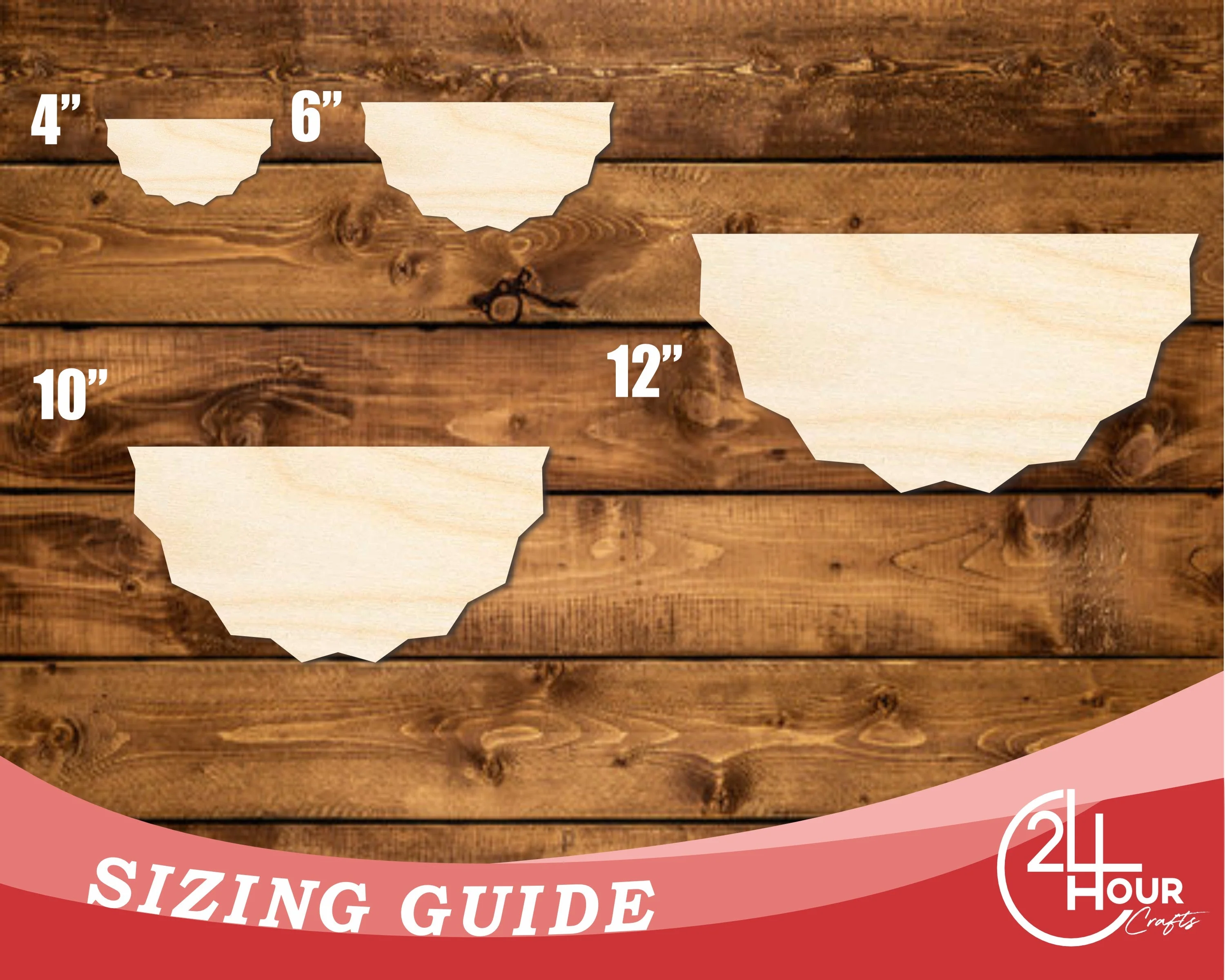 Unfinished Wood Half Banner Shape | DIY Craft Cutout | up to 46" DIY - Image 3