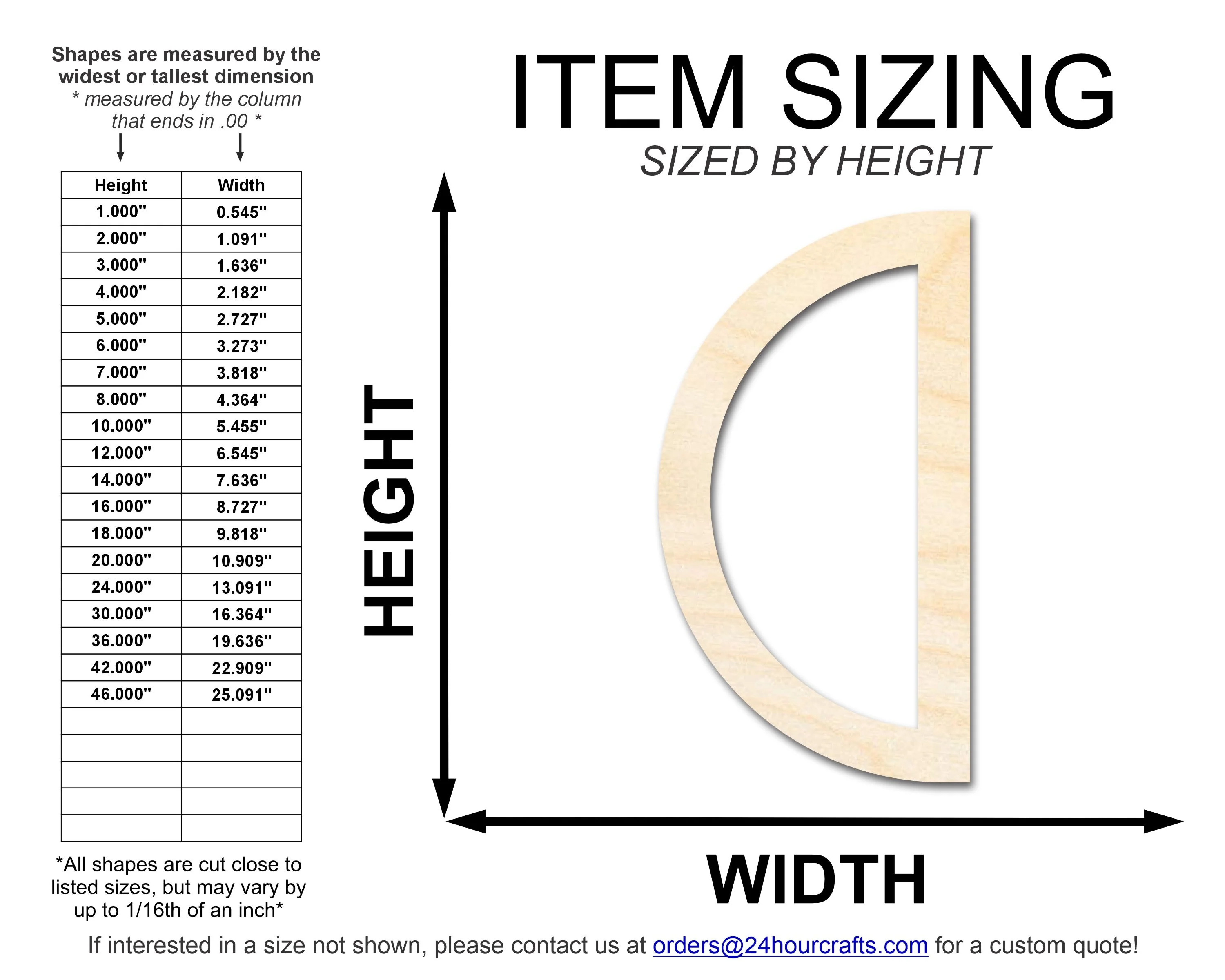 Unfinished Wood Half Circle Outline Shape | DIY Craft Cutout | up to 46" DIY - Image 2