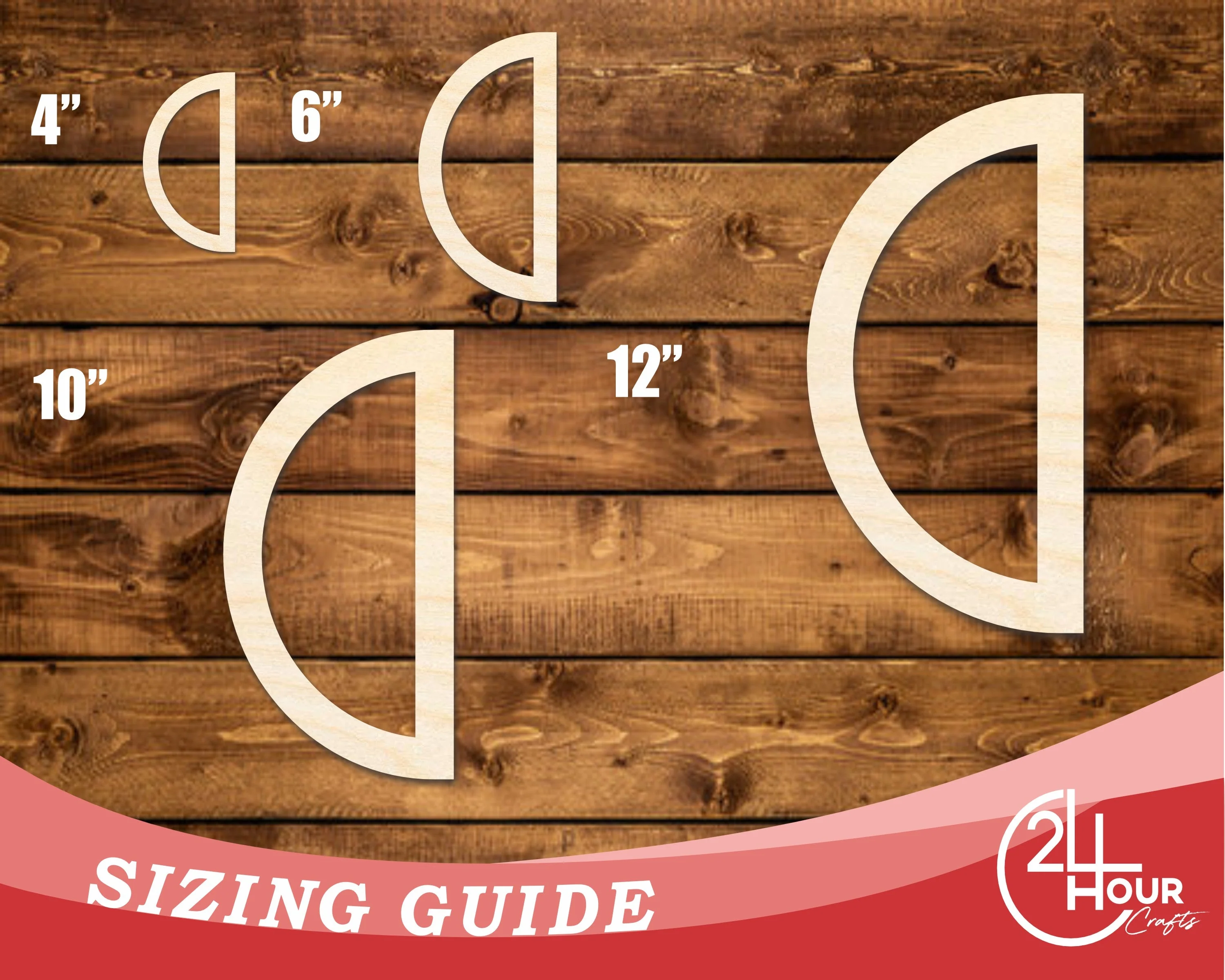 Unfinished Wood Half Circle Outline Shape | DIY Craft Cutout | up to 46" DIY - Image 3