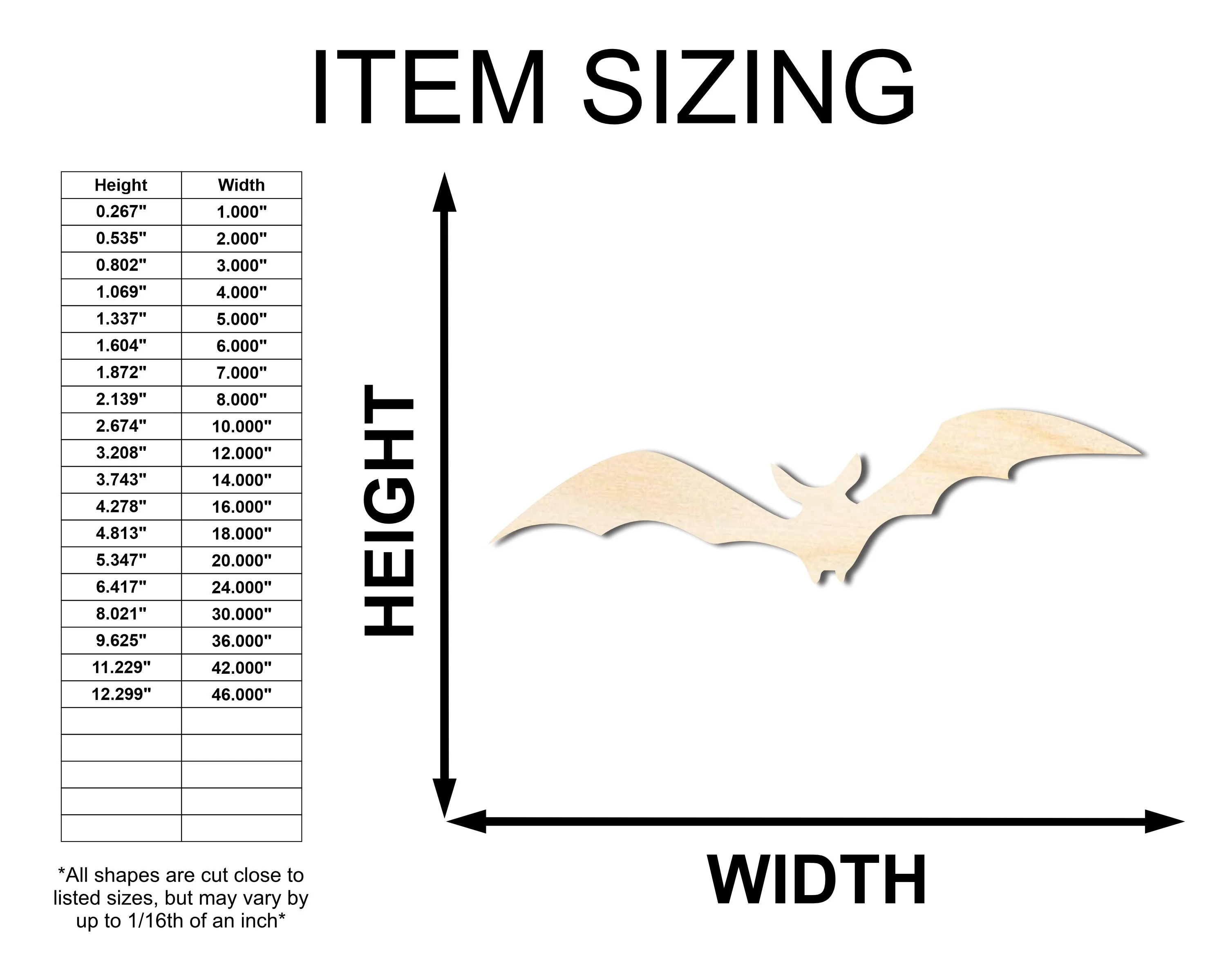 Unfinished Wood Halloween Bat Shape - Craft - up to 46" - Image 2
