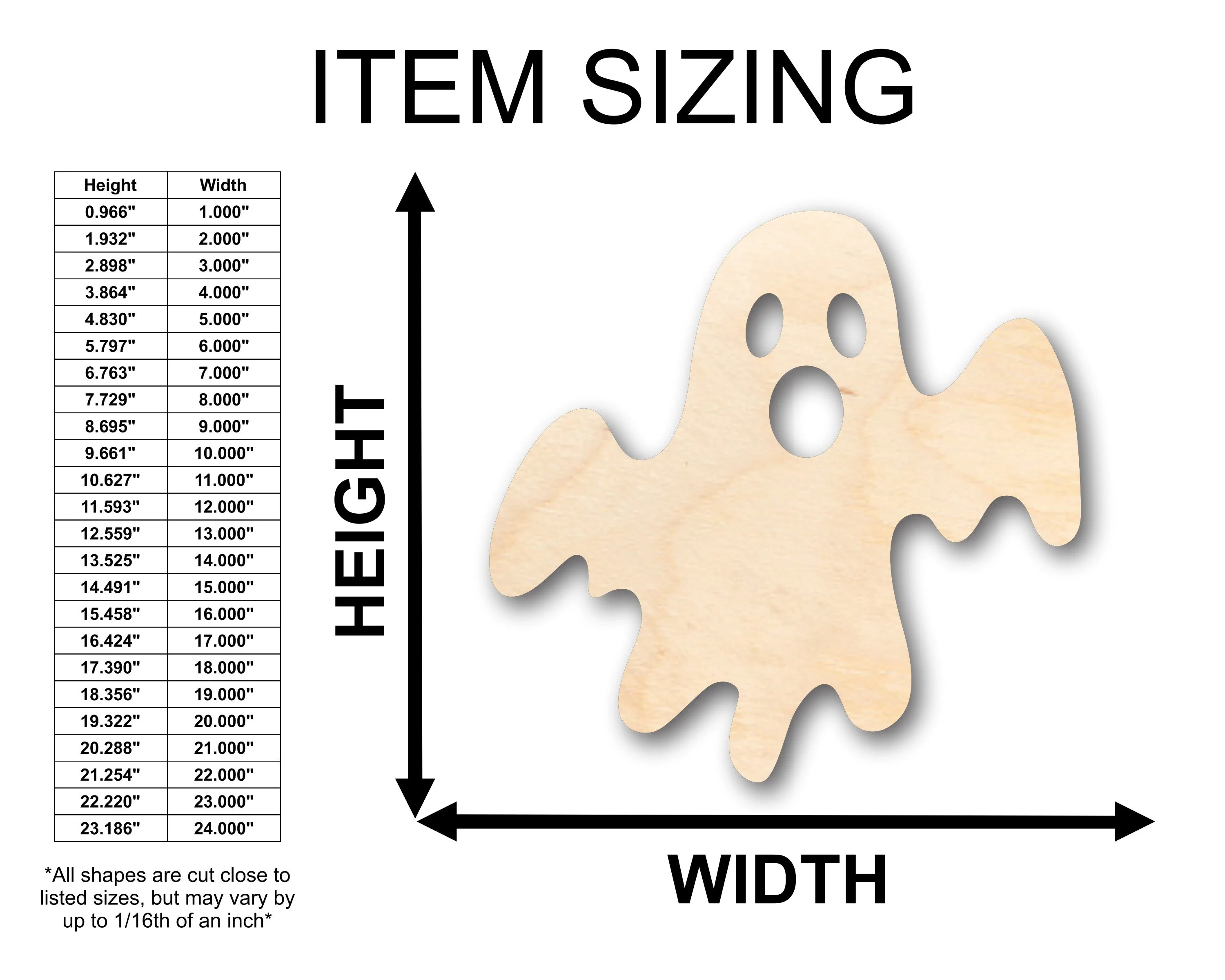 Unfinished Wood Halloween Ghost Shape - Craft - up to 46" DIY - Image 2