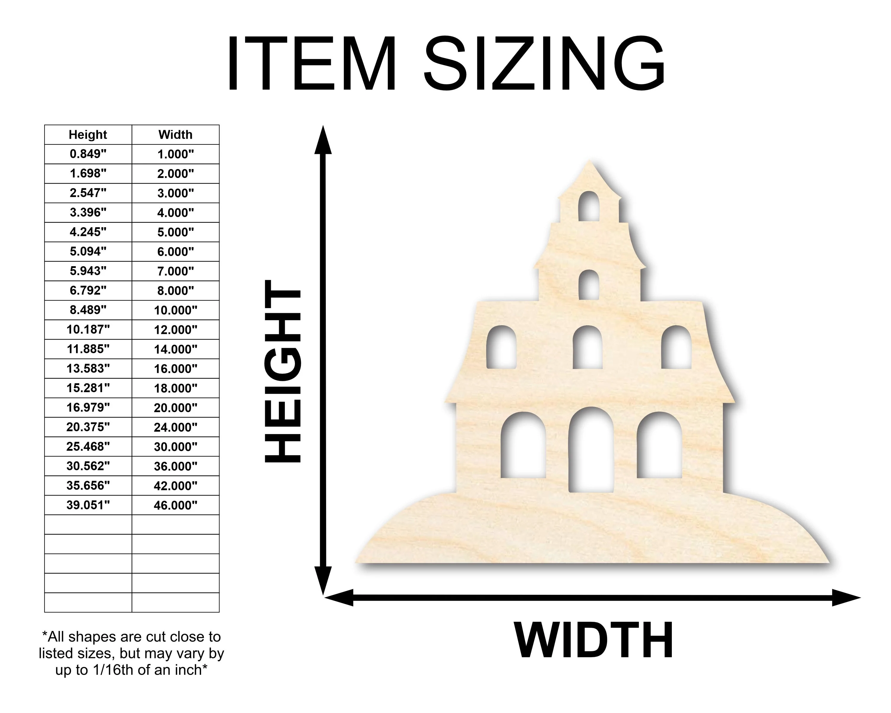 Unfinished Wood Halloween House Shape - Craft - up to 46" - Image 2