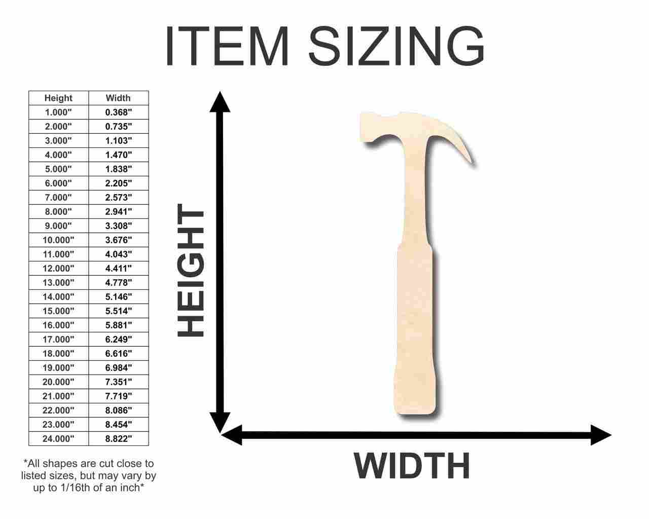 Unfinished Wood Hammer Shape - Tool - Craft - up to 46" DIY - Image 2
