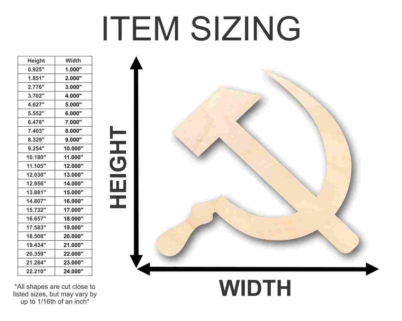 Unfinished Wood Hammer Sickle Shape - Soviet - Communism - Craft - up to 46" DIY - Image 2