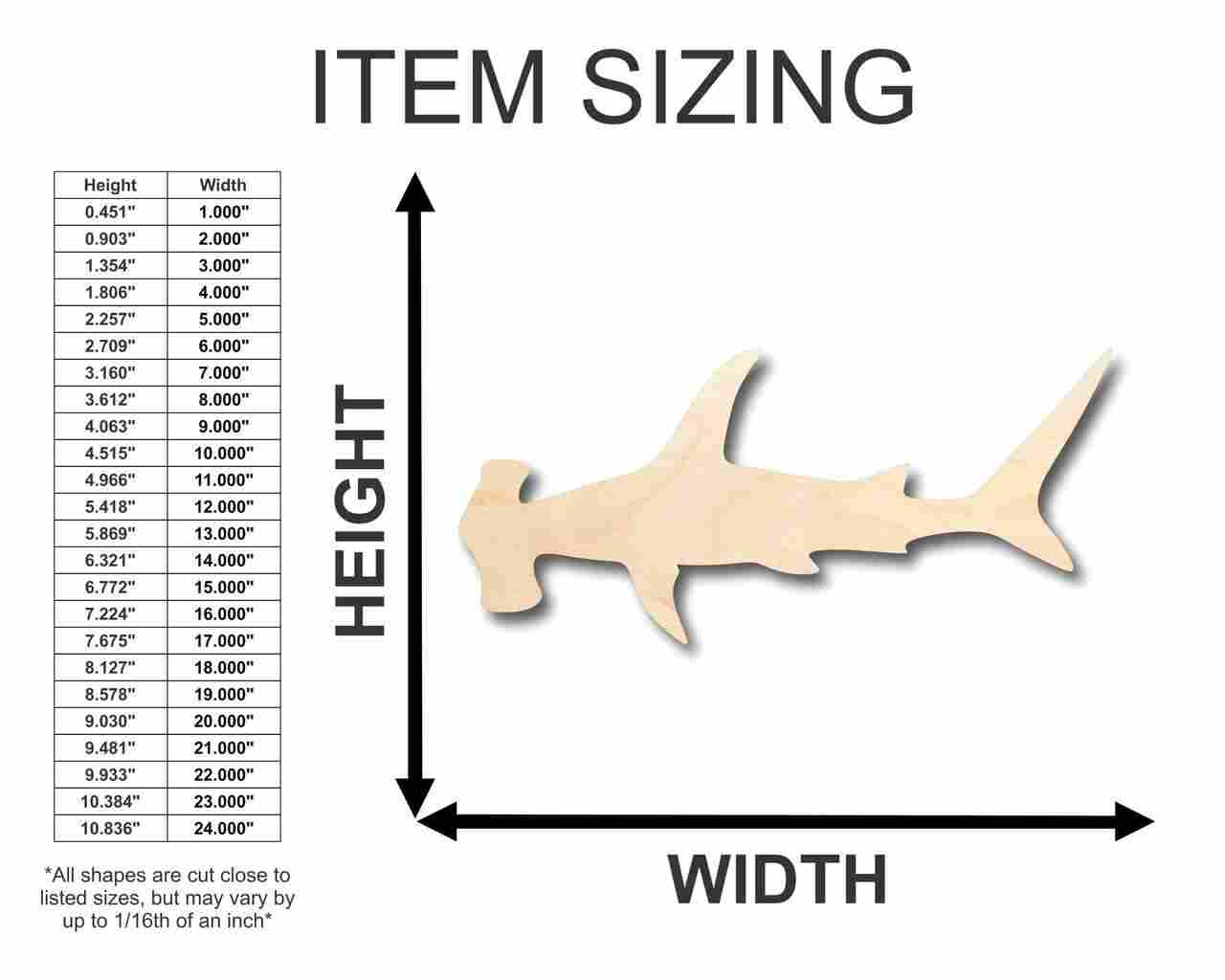 Unfinished Wood Hammerhead Shape - Ocean - Craft - up to 46" DIY - Image 2