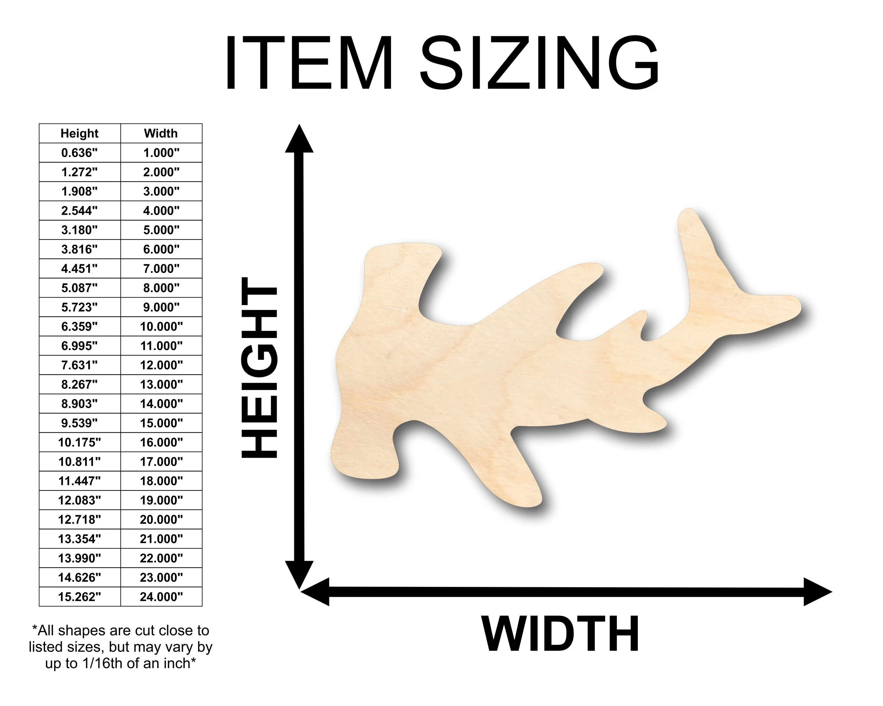 Unfinished Wood Hammerhead Shark Shape - Craft - up to 46" DIY - Image 2