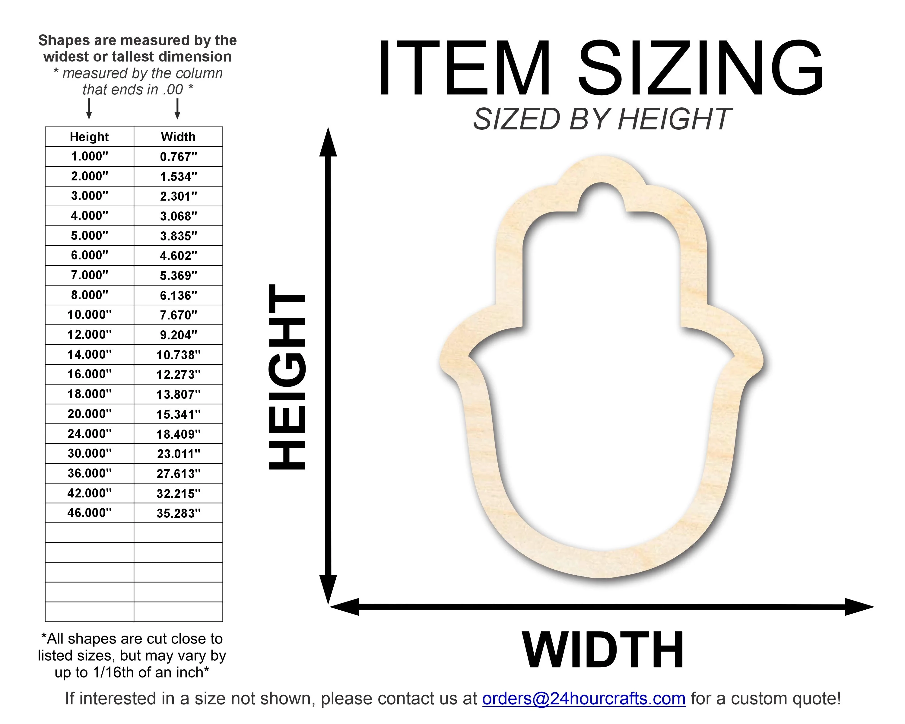 Unfinished Wood Hamsa Outline Shape | DIY Craft Cutout | up to 46" DIY - Image 2
