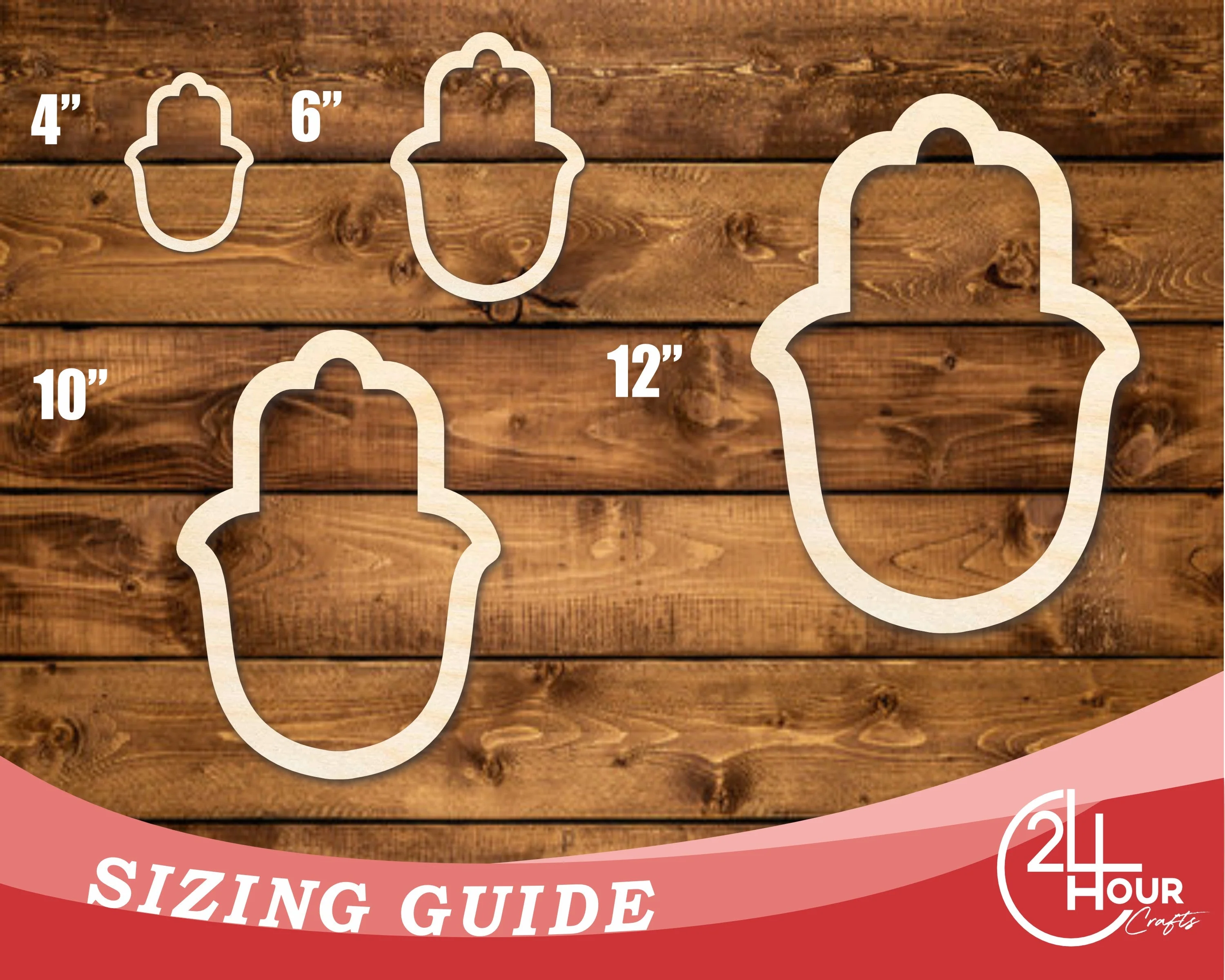 Unfinished Wood Hamsa Outline Shape | DIY Craft Cutout | up to 46" DIY - Image 3