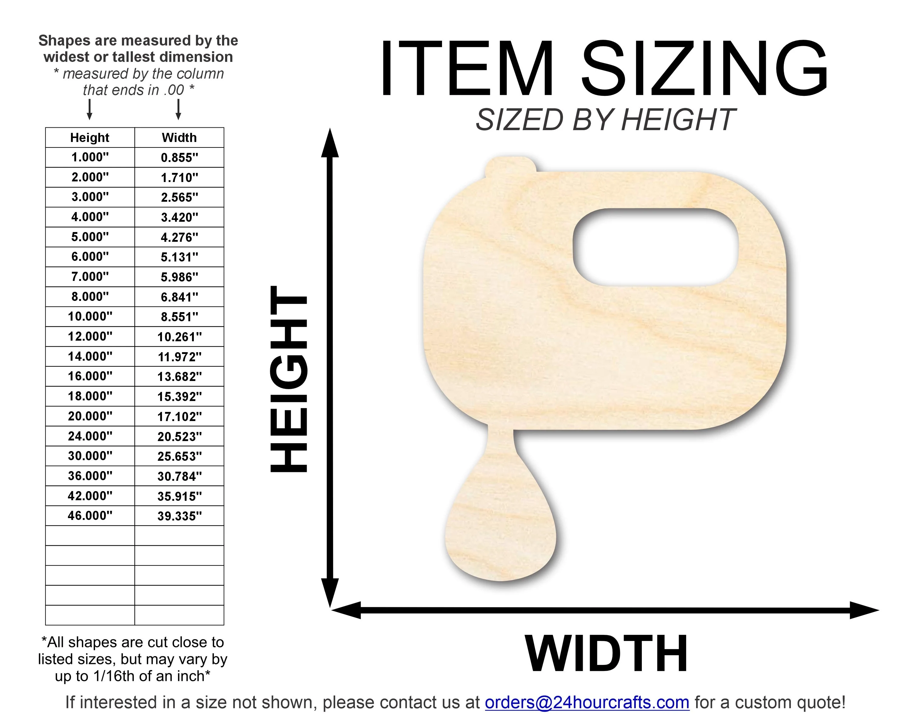Unfinished Wood Hand Mixer Shape | DIY Craft Cutout | up to 46" DIY - Image 2