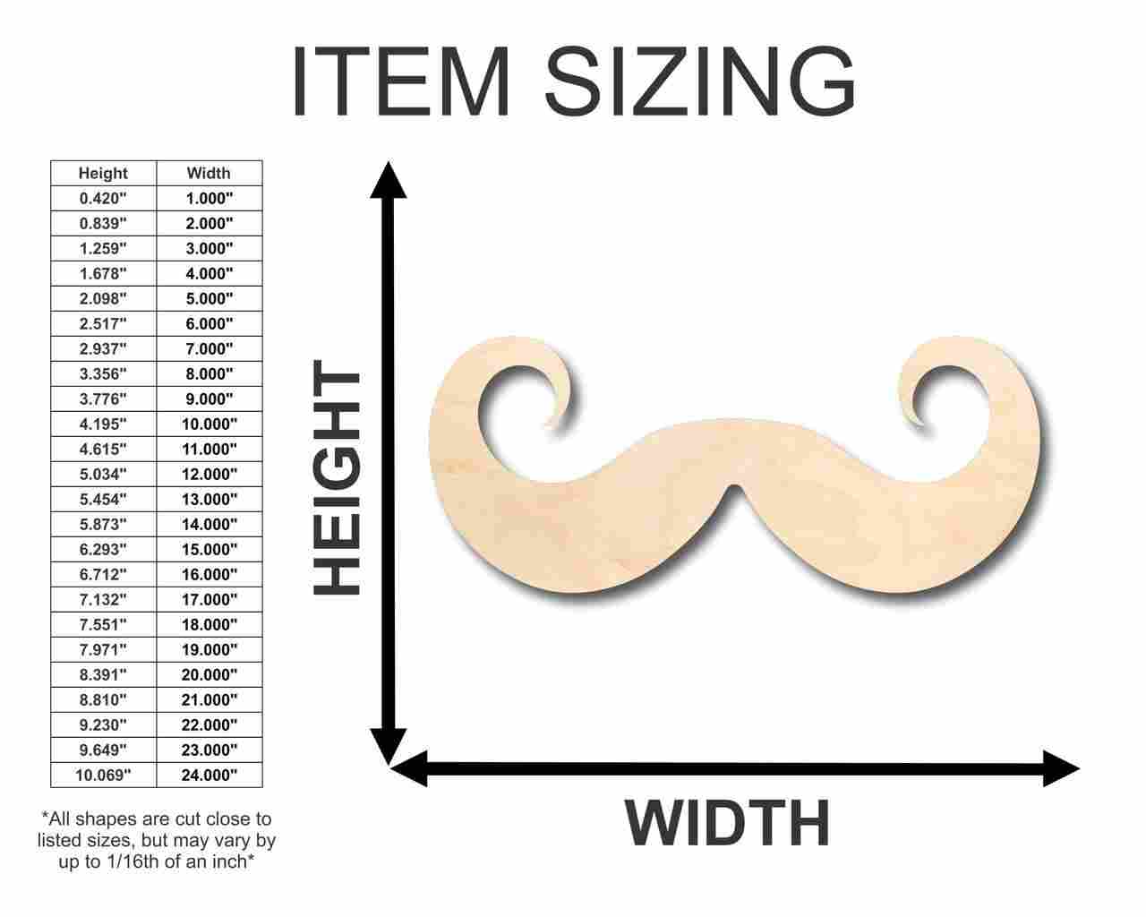 Unfinished Wood Handlebar Mustache Shape - Craft - up to 46" DIY - Image 2