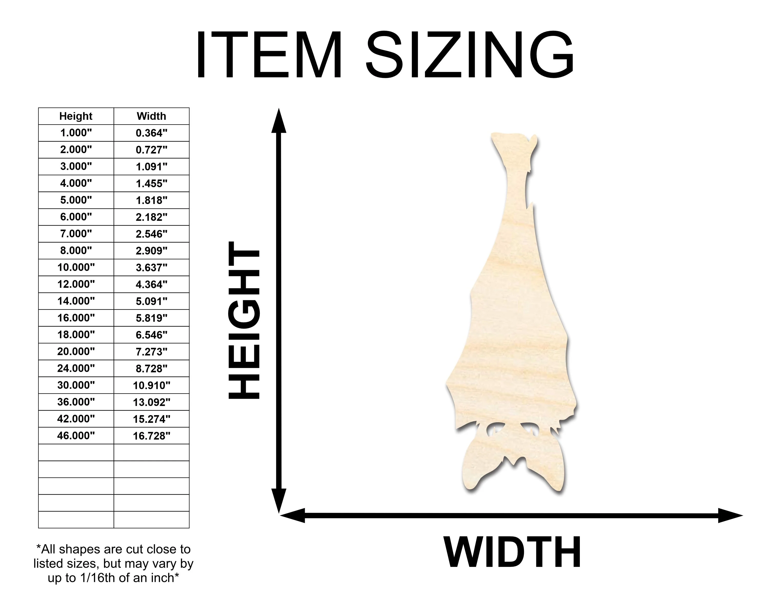 Unfinished Wood Hanging Bat Shape - Craft - up to 46" - Image 2