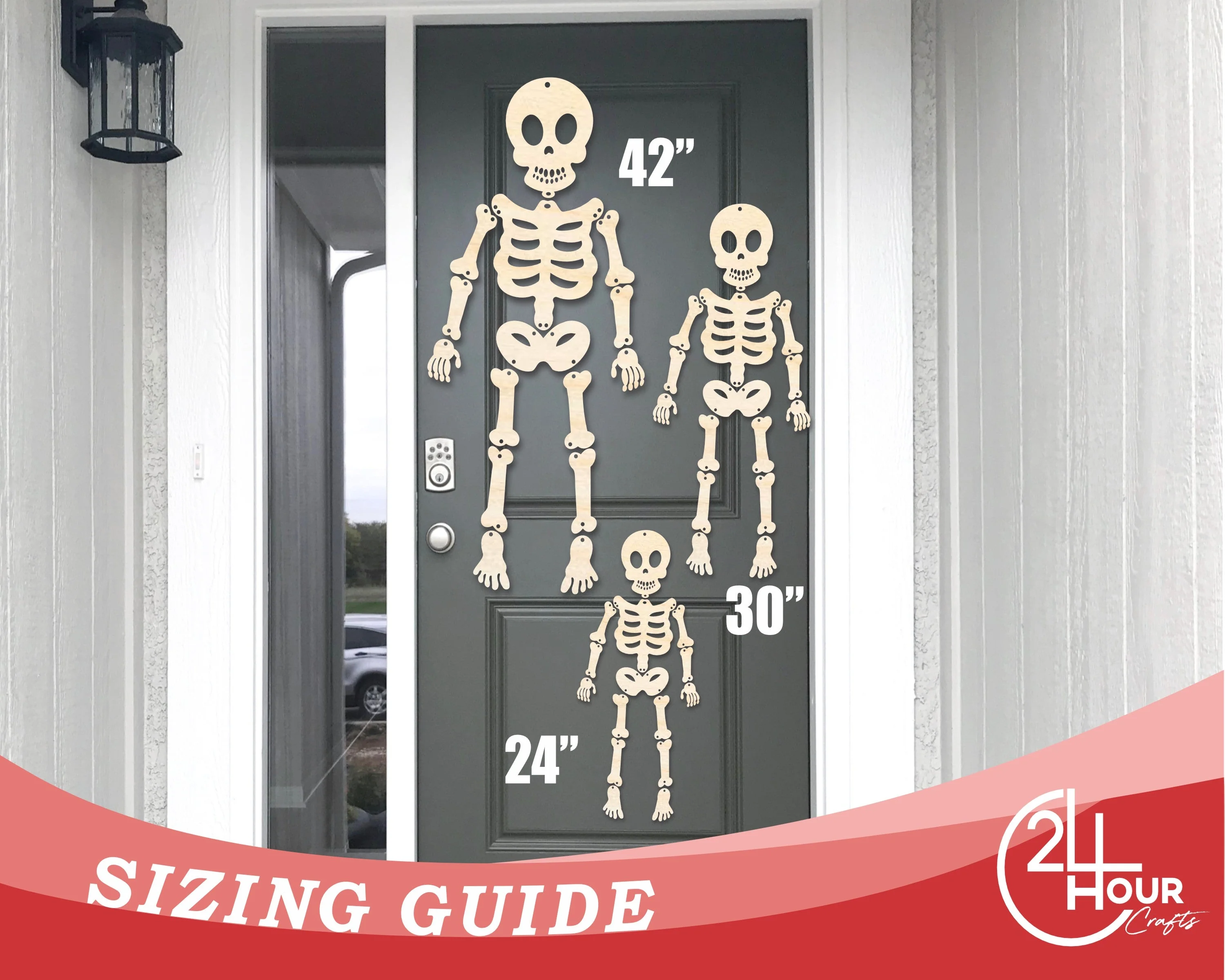 Unfinished Wood Hanging Skeleton Door Sign Door Sign | 15 Piece | DIY Craft Cutout | up to 46" DIY - Image 2