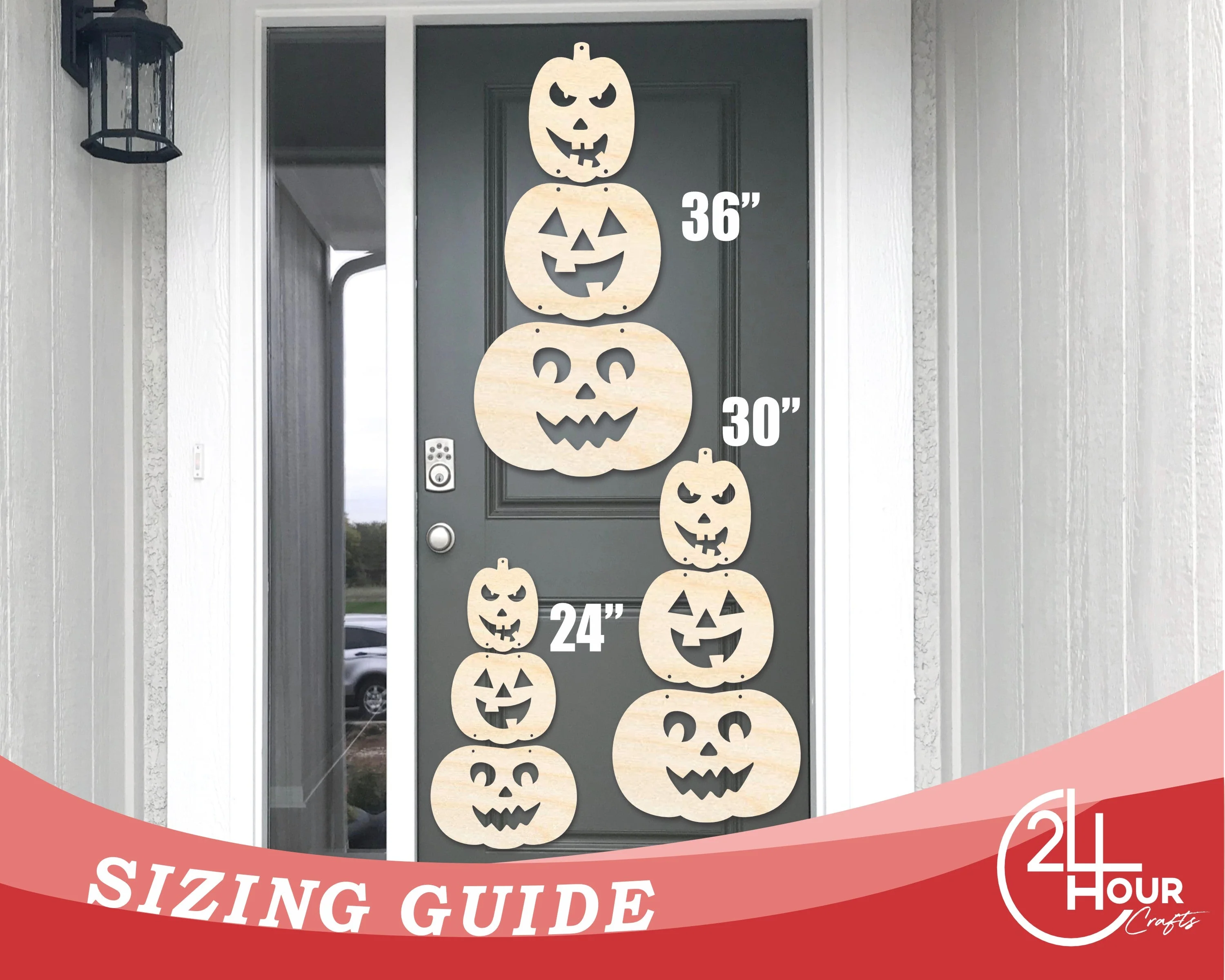 Unfinished Wood Hanging Stacked Pumpkins Door Sign | 3 Piece | DIY Craft Cutout | up to 46" DIY - Image 2