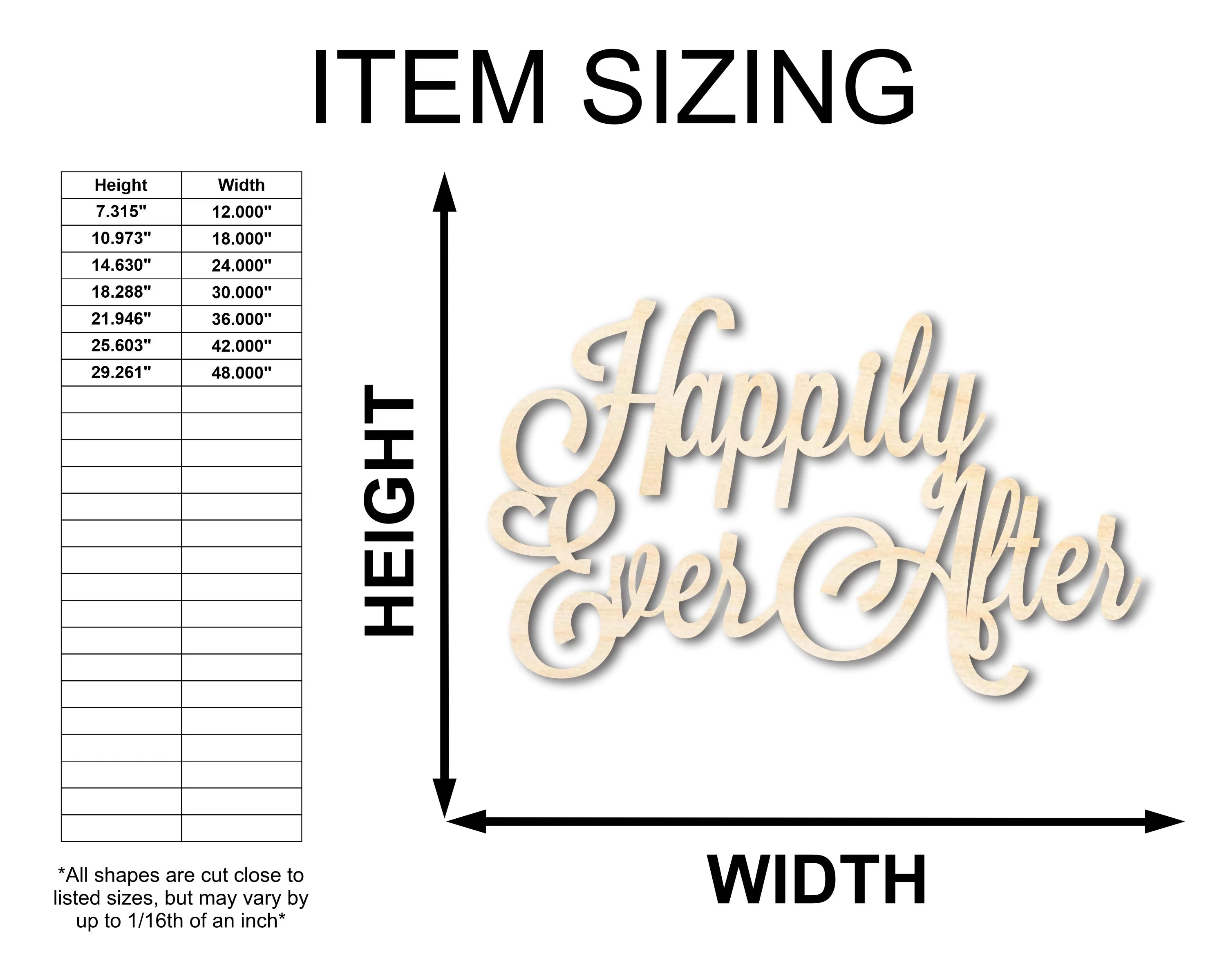Unfinished Wood Happily Ever After Shape - DIY Wedding Craft - up to 46" - Image 2